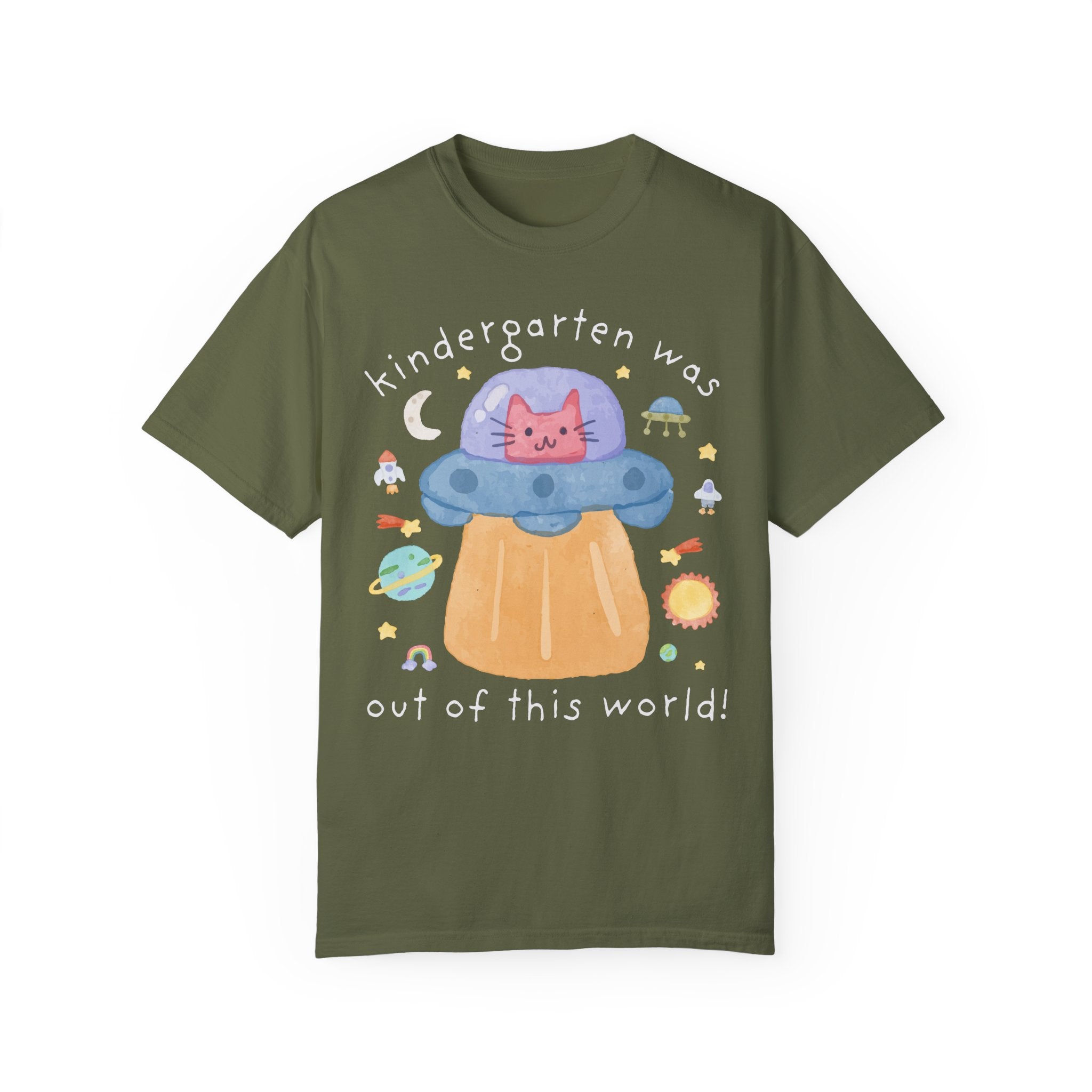 Last Day of School Cat Lover Tee Shirt: Funny Saying UFO Space Lover Shirt, End of School Year Matching Tee for Kindergarten Teacher or Crew - Opal and June