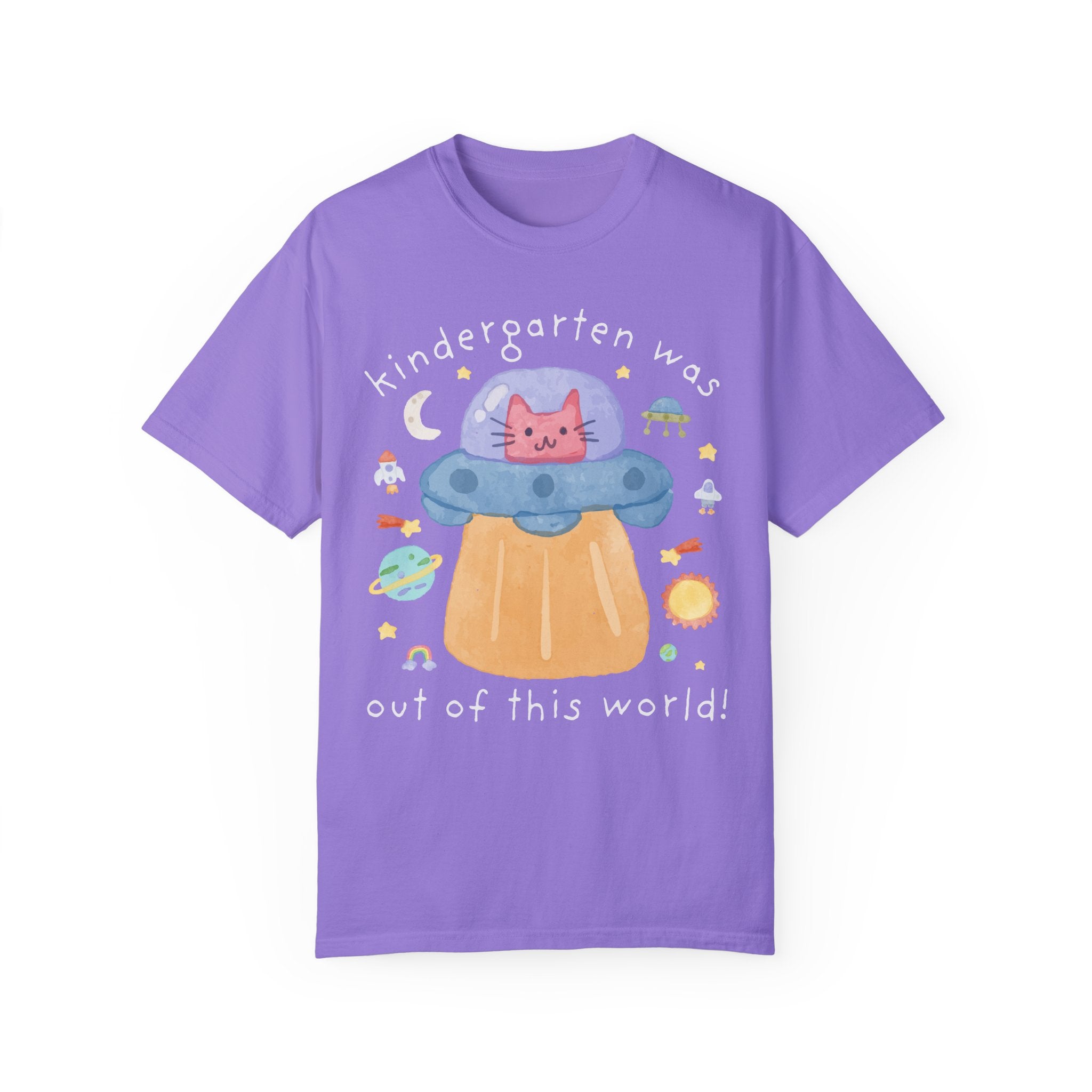 Last Day of School Cat Lover Tee Shirt: Funny Saying UFO Space Lover Shirt, End of School Year Matching Tee for Kindergarten Teacher or Crew - Opal and June