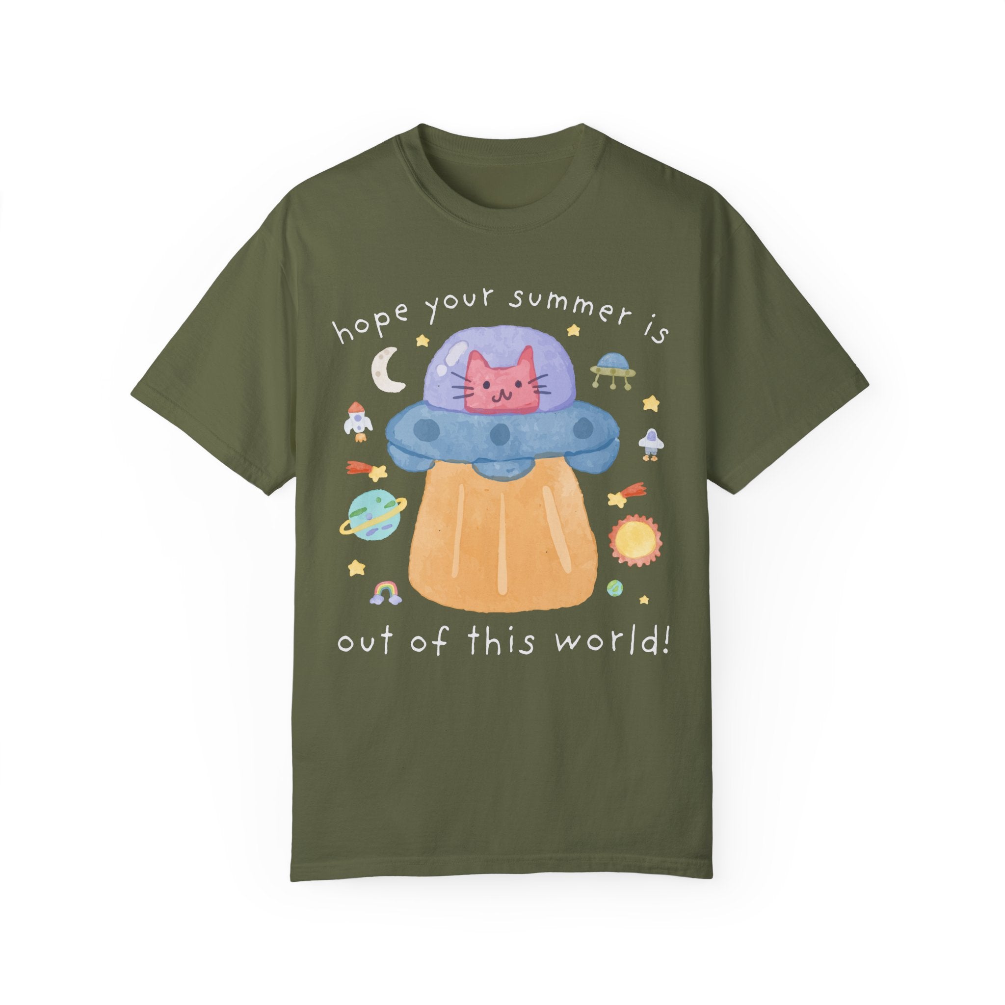 Last Day of School Cat Lover Tee Shirt: Funny Saying UFO Space Lover T-Shirt, End of School Year, Cute Hello Summer School Office Staff Tee - Opal and June