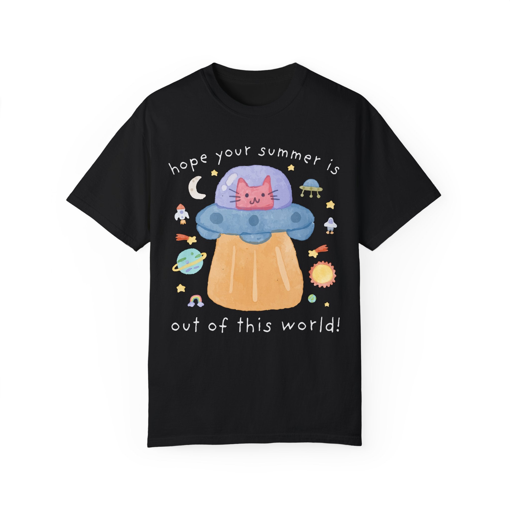 Last Day of School Cat Lover Tee Shirt: Funny Saying UFO Space Lover T-Shirt, End of School Year, Cute Hello Summer School Office Staff Tee - Opal and June