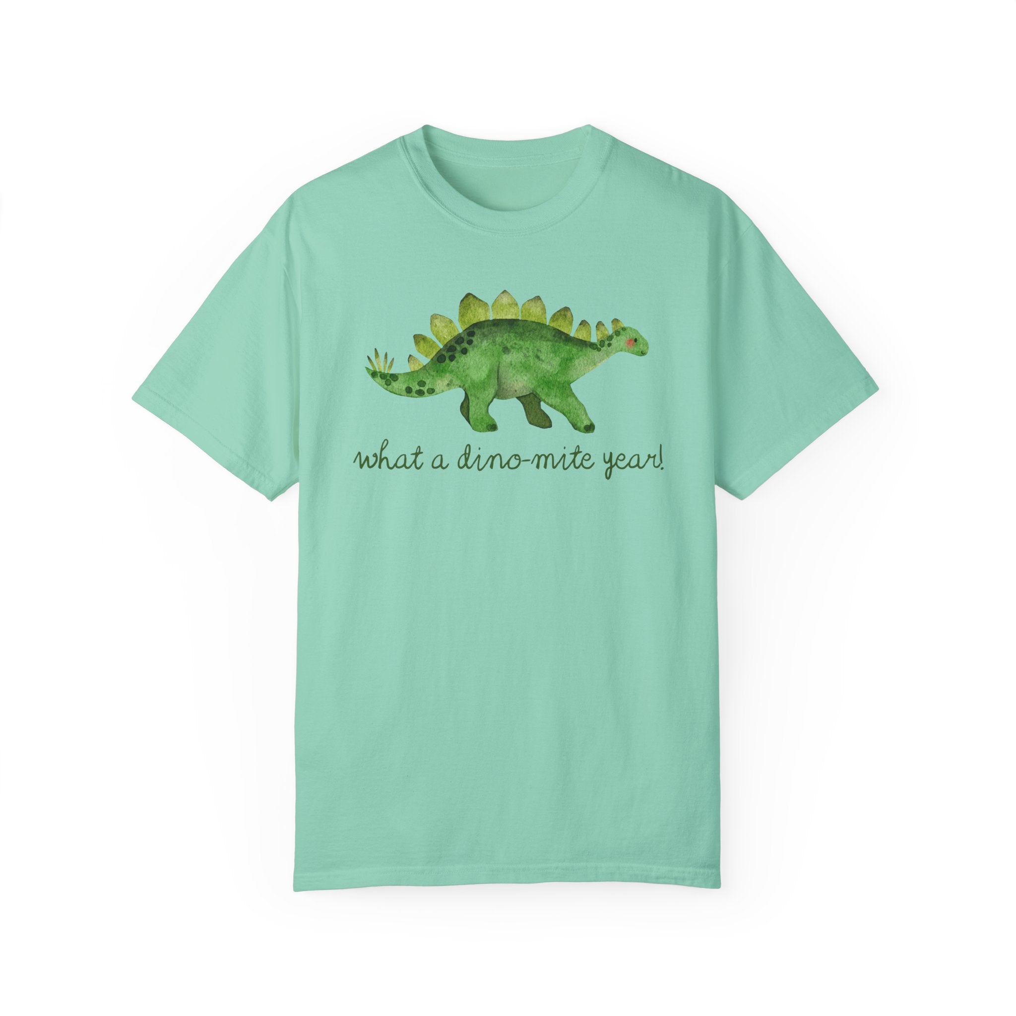 Last Day of School Dinosaur Tee Shirt for Kindergarten Teacher or Science Teacher: What a Dino - Mite Year! Funny Saying Class Dismissed Tee - Opal and June