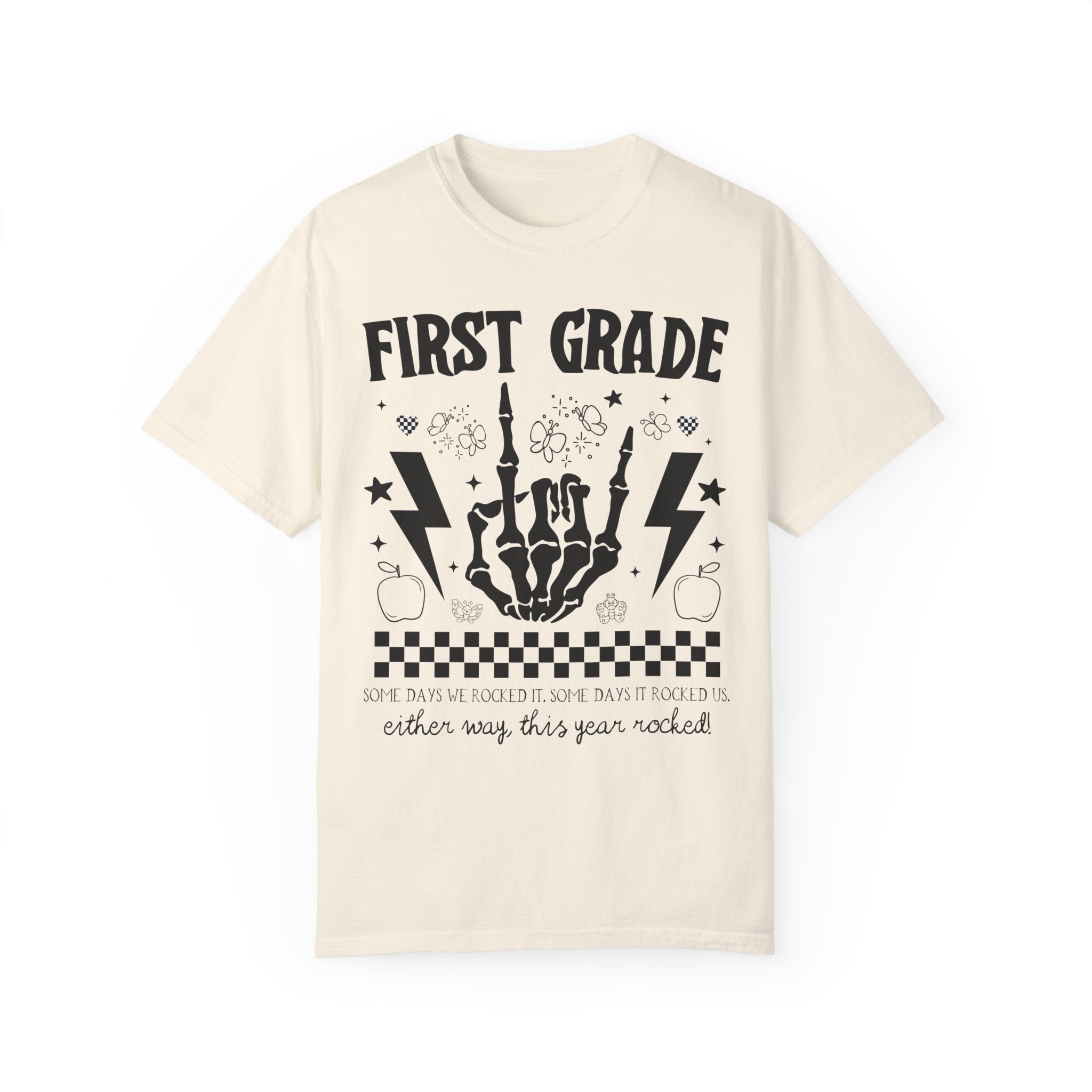 Last Day of School First Grade Shirt: This Year Rocked! Cute Rocker Skeleton Shirt, First Grade Crew, Teaching Assistant Class Dismissed Tee - Opal and June