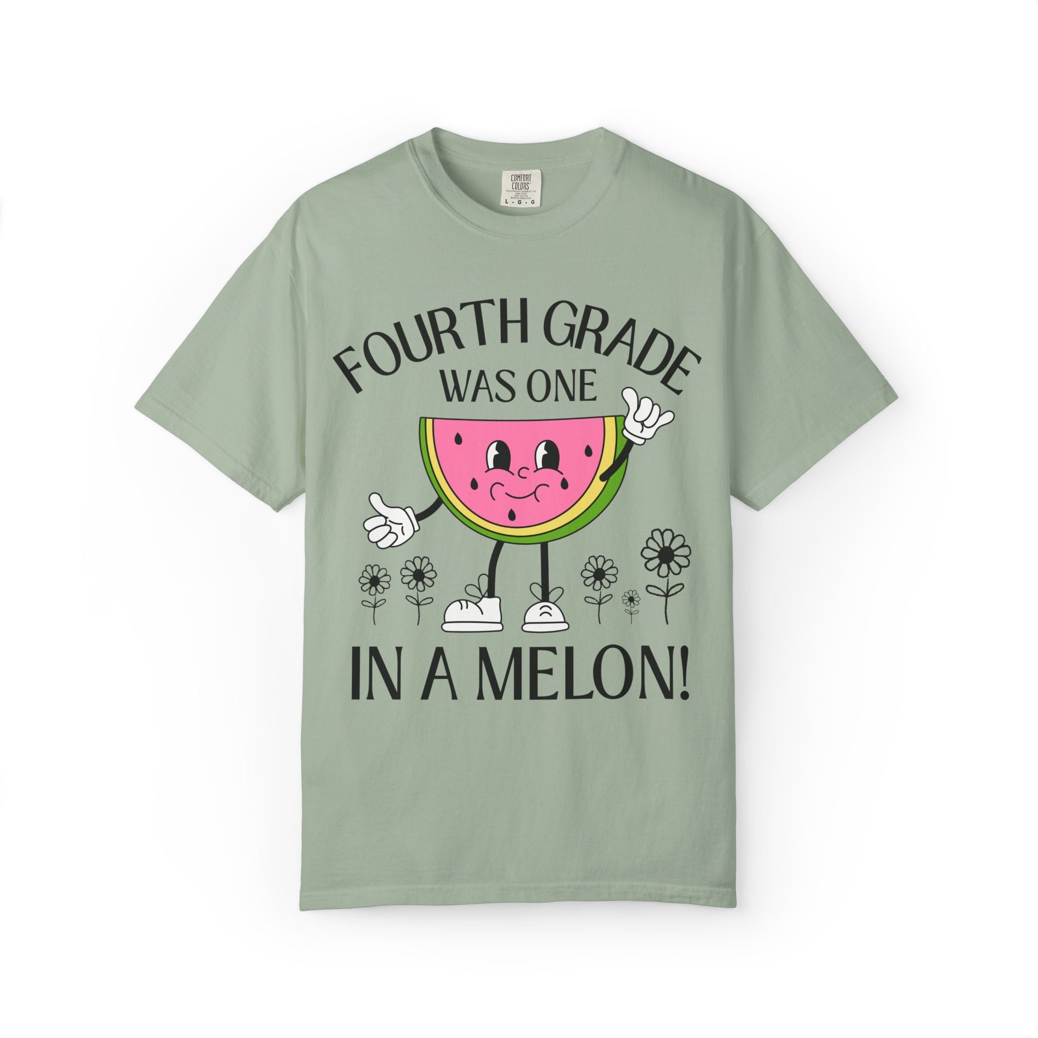 Last Day of School One in a Melon Matching Elementary School Teacher or Office Staff T-Shirt with Cute Retro Watermelon, Class Dismissed Tee - Opal and June