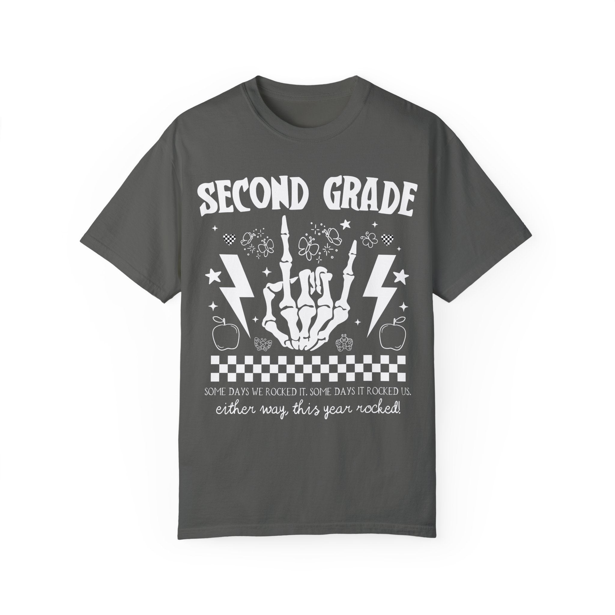 Last Day of School Second Grade Shirt: This Year Rocked! Cute Rocker Skeleton Shirt, Second Grade Crew, Teaching Assistant Class Dismissed - Opal and June