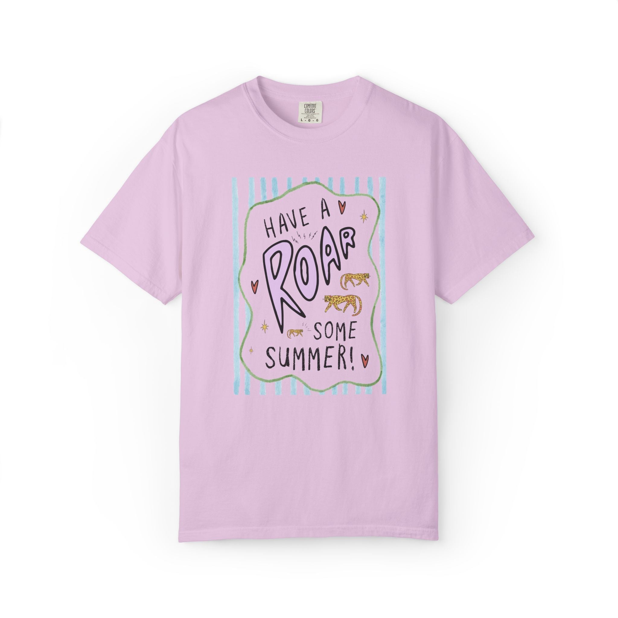 Last Day of School Striped Tee Shirt for Teacher: Have a Roar Some Summer! | Funny Tiger Animal Lover Matching Shirt for End of School Year - Opal and June