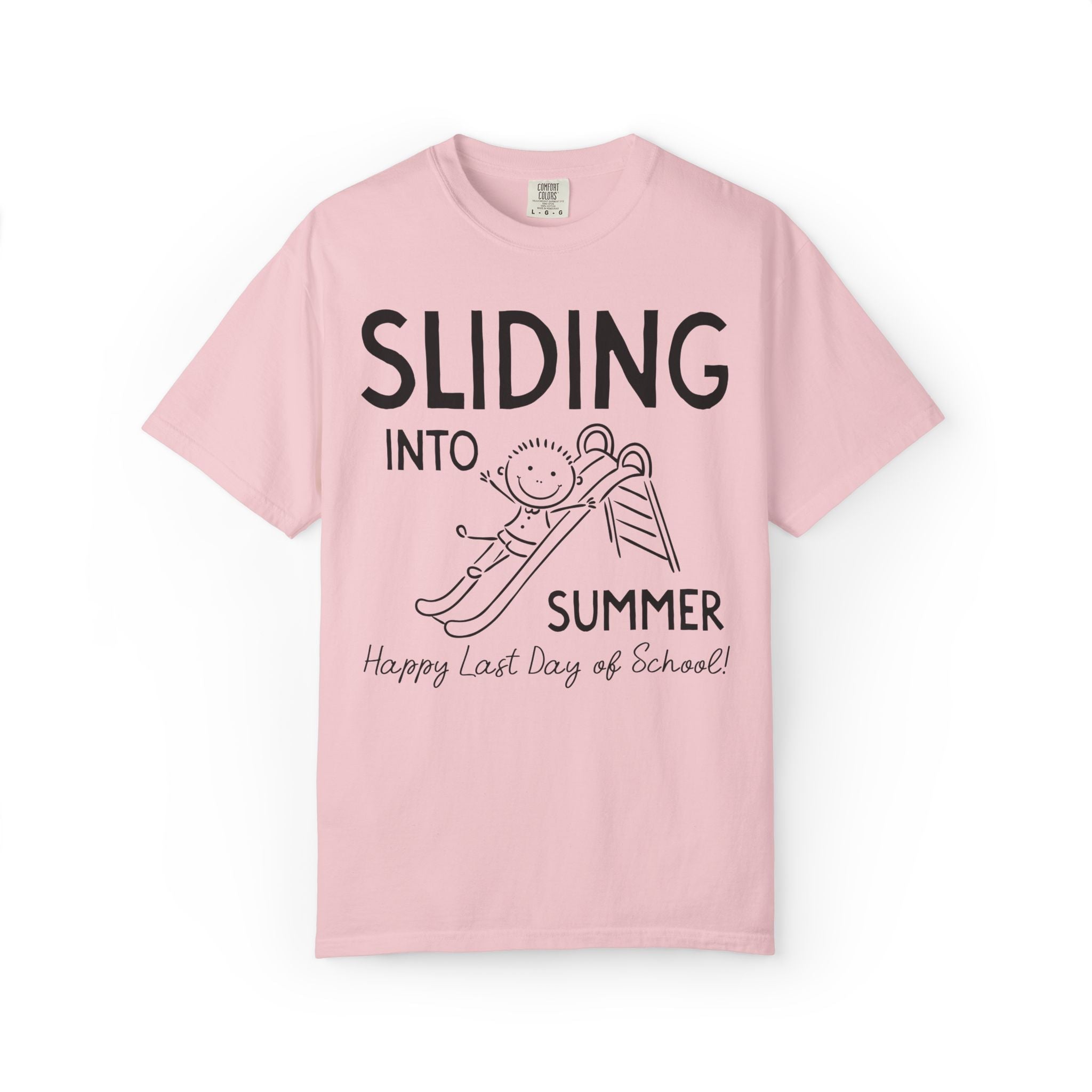 Last Day of School Teacher Tee Shirt for High School Teacher, Silly Middle School Teacher End of School Year Tee: Sliding Into Summer - Opal and June
