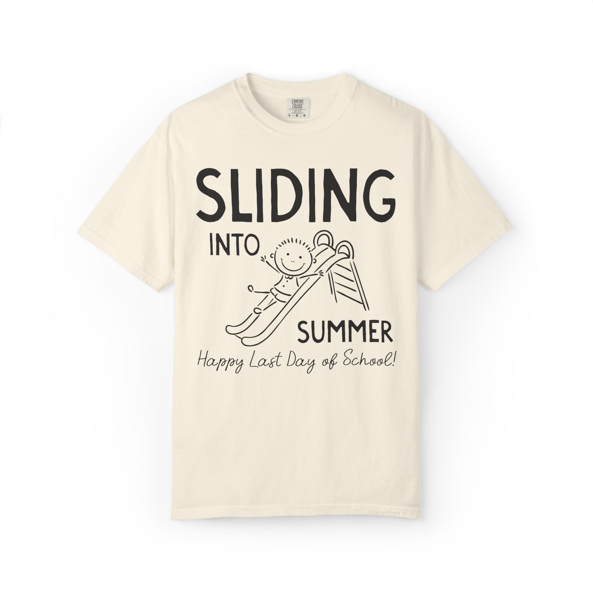 Last Day of School Teacher Tee Shirt for High School Teacher, Silly Middle School Teacher End of School Year Tee: Sliding Into Summer - Opal and June