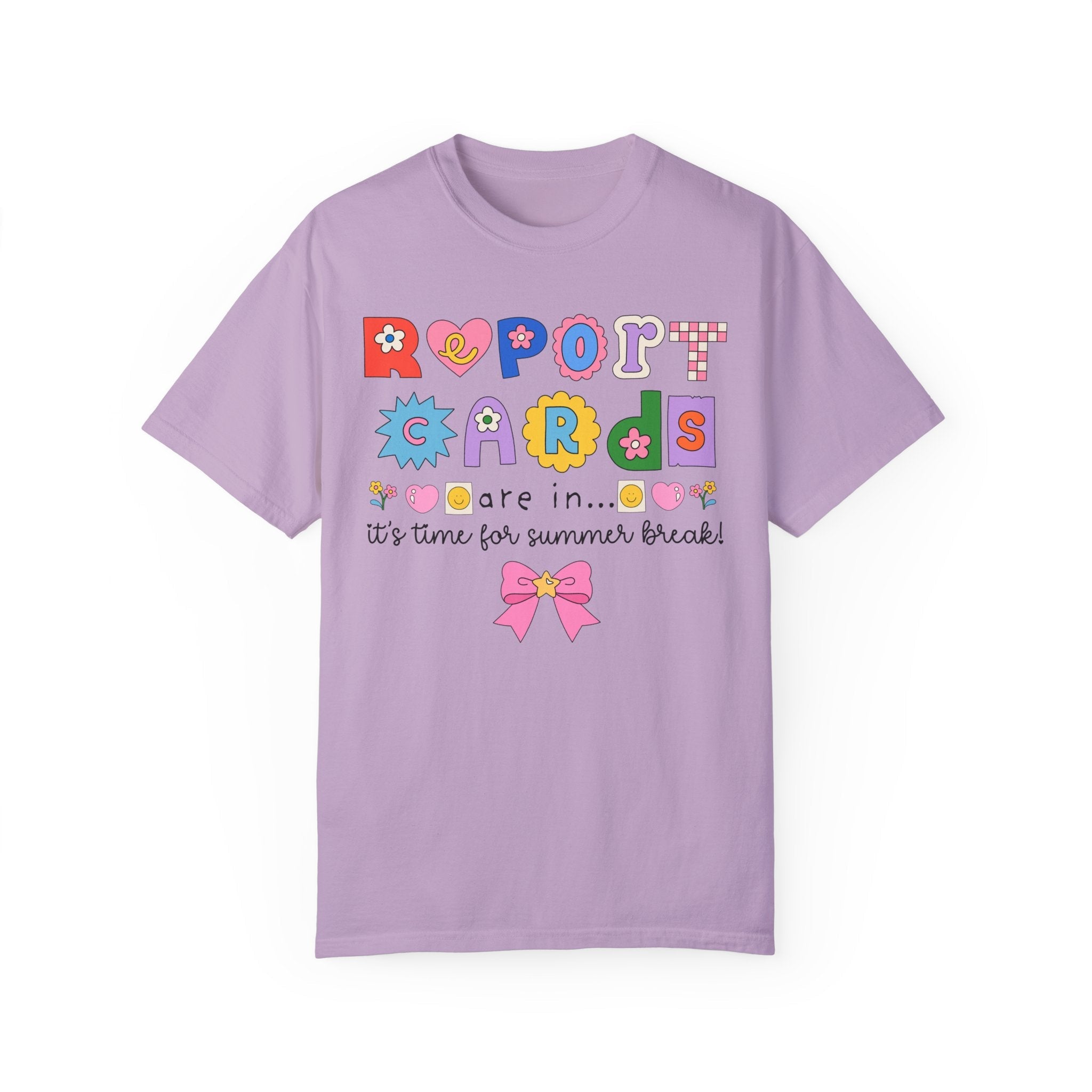 Last Day of School Tee Shirt with Bow: Cute 90s Scrapbook Aesthetic Shirt for Second or Third Grade Teacher, End of School, Class Dismissed - Opal and June