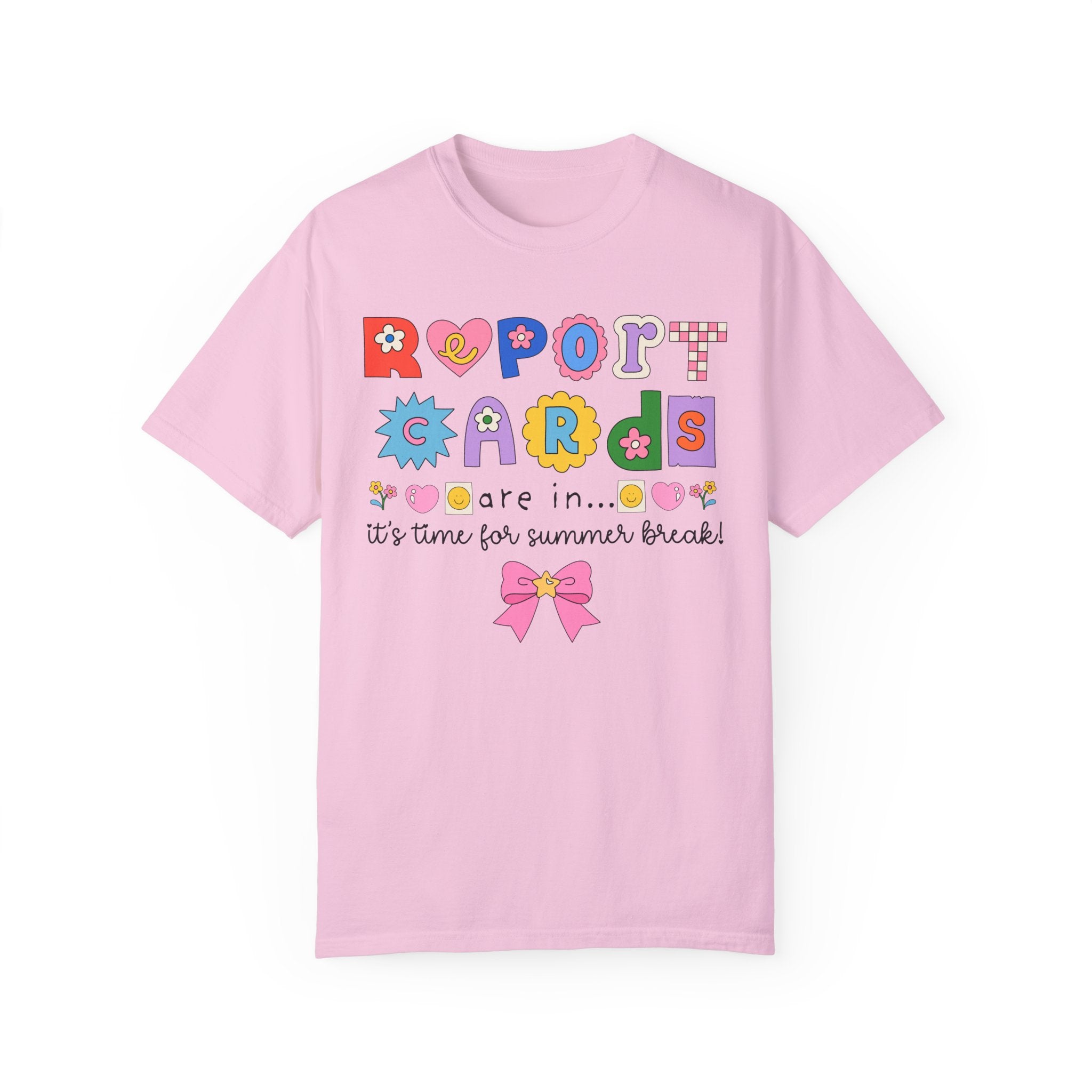 Last Day of School Tee Shirt with Bow: Cute 90s Scrapbook Aesthetic Shirt for Second or Third Grade Teacher, End of School, Class Dismissed - Opal and June