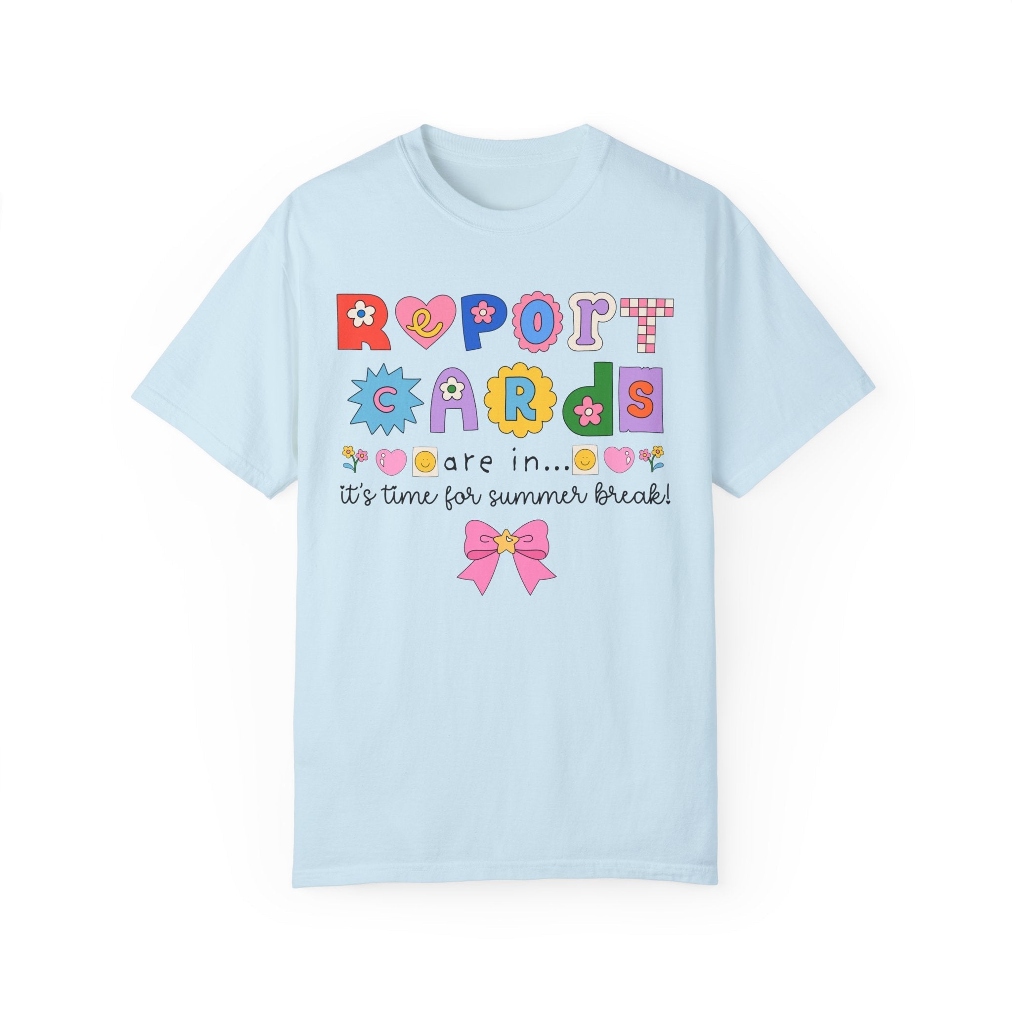 Last Day of School Tee Shirt with Bow: Cute 90s Scrapbook Aesthetic Shirt for Second or Third Grade Teacher, End of School, Class Dismissed - Opal and June