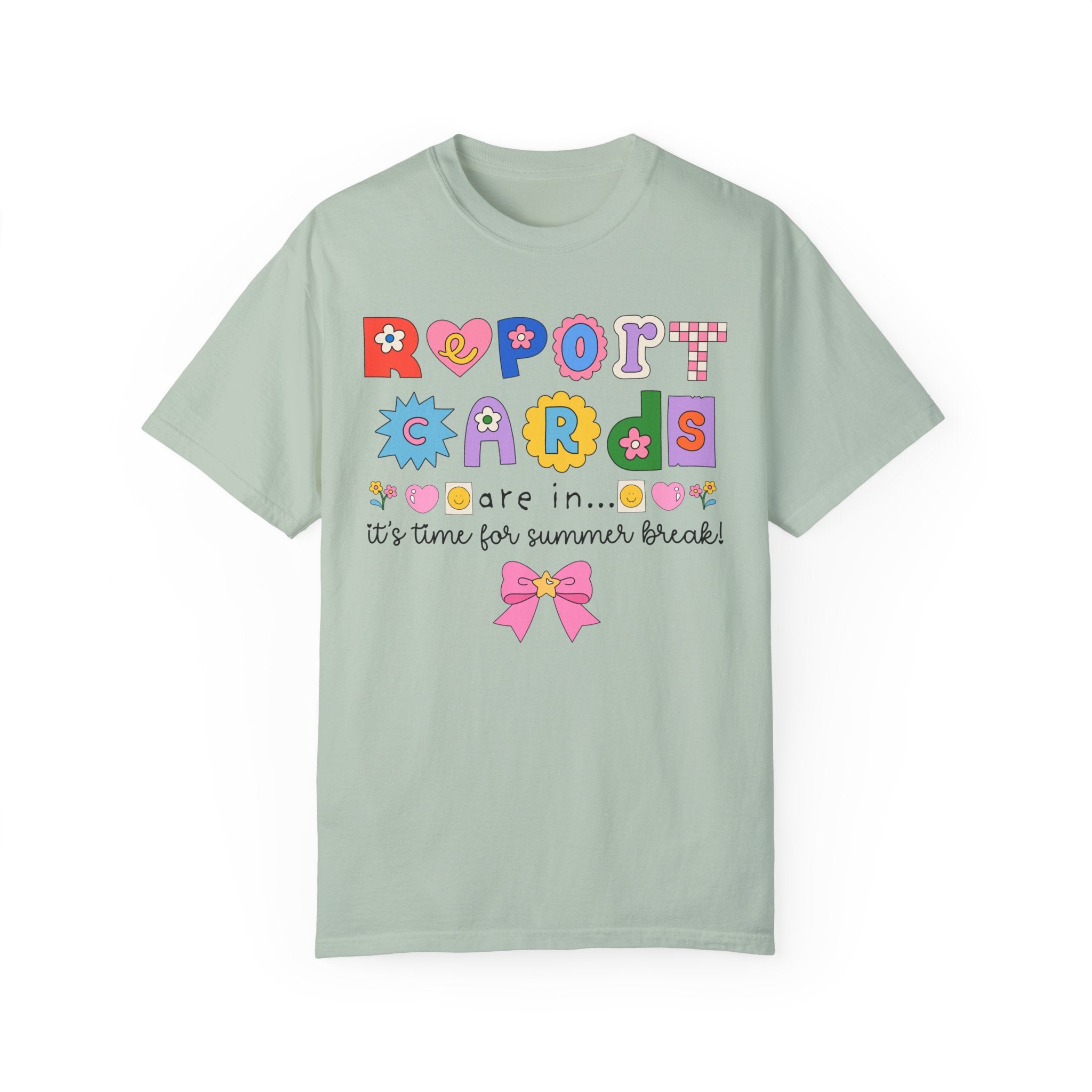 Last Day of School Tee Shirt with Bow: Cute 90s Scrapbook Aesthetic Shirt for Second or Third Grade Teacher, End of School, Class Dismissed - Opal and June