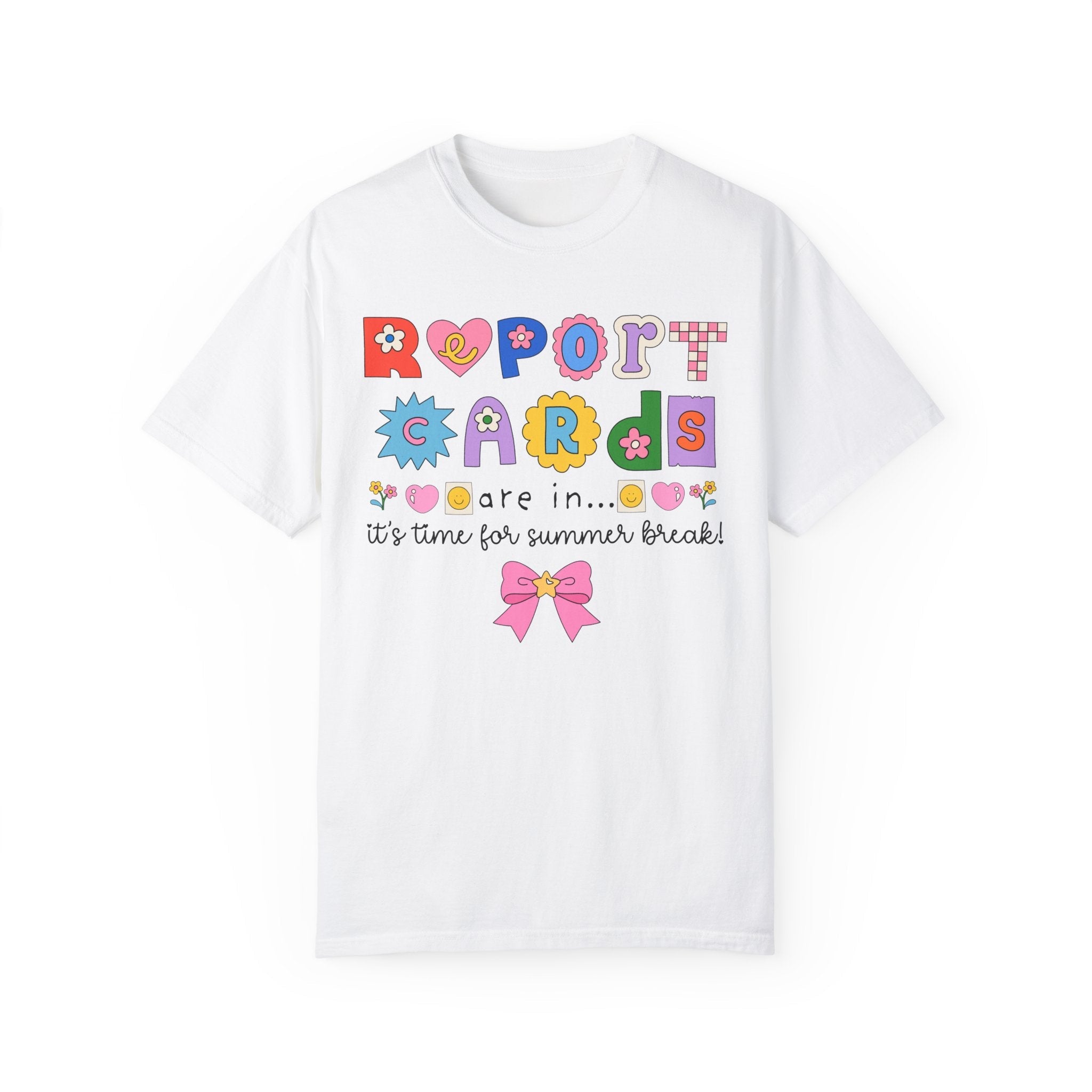Last Day of School Tee Shirt with Bow: Cute 90s Scrapbook Aesthetic Shirt for Second or Third Grade Teacher, End of School, Class Dismissed - Opal and June