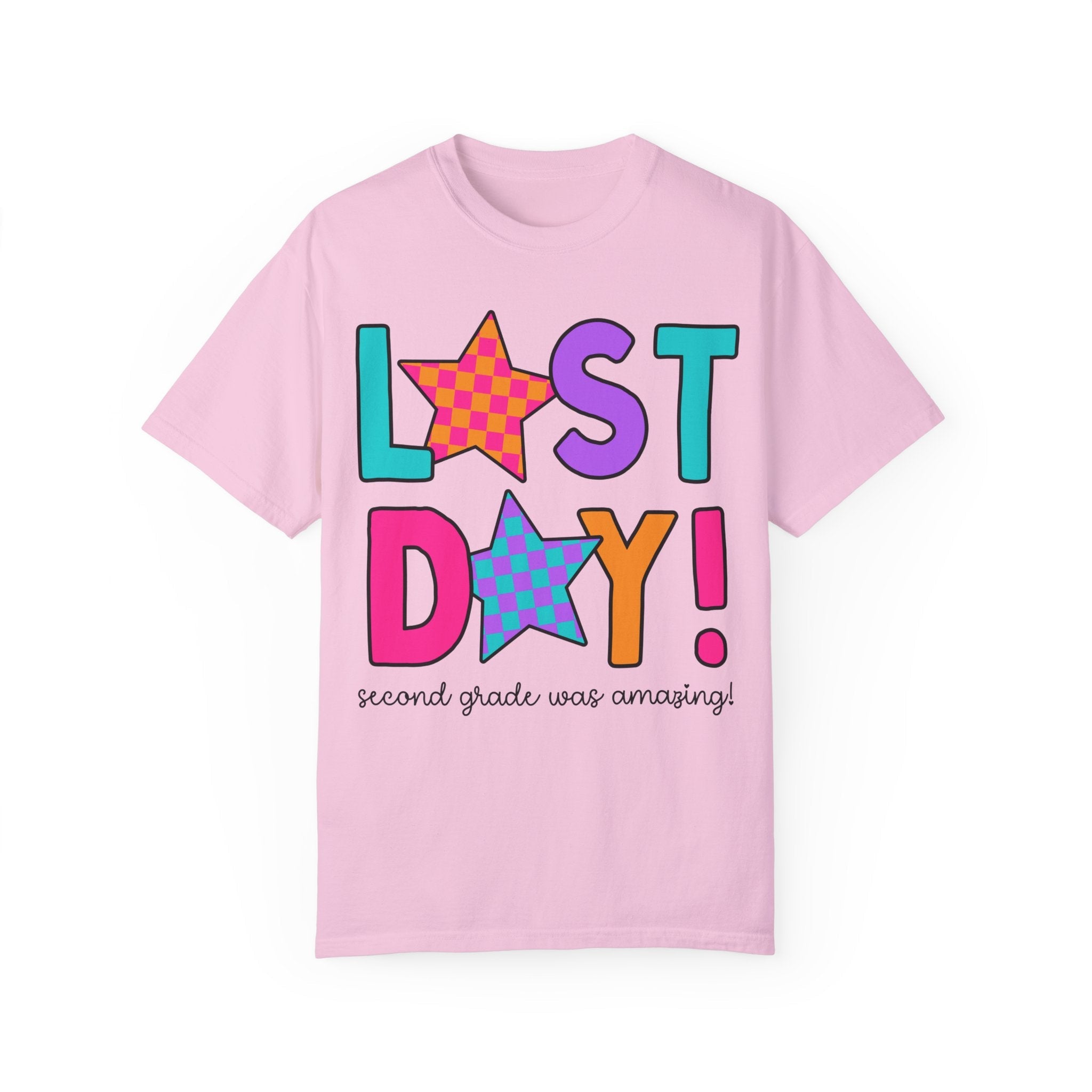 Last Day of School Tee Shirt with Stars, End of the School Year T-Shirt for Second Grade Crew, Cute Hello Summer Teacher Appreciation Gift - Opal and June