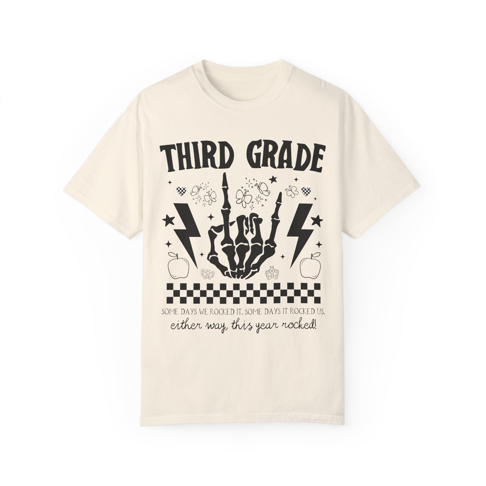Last Day of School Third Grade Teacher Tee: This Year Rocked! Rocker Skeleton Shirt, Third Grade Crew, Teaching Assistant Class Dismissed - Opal and June