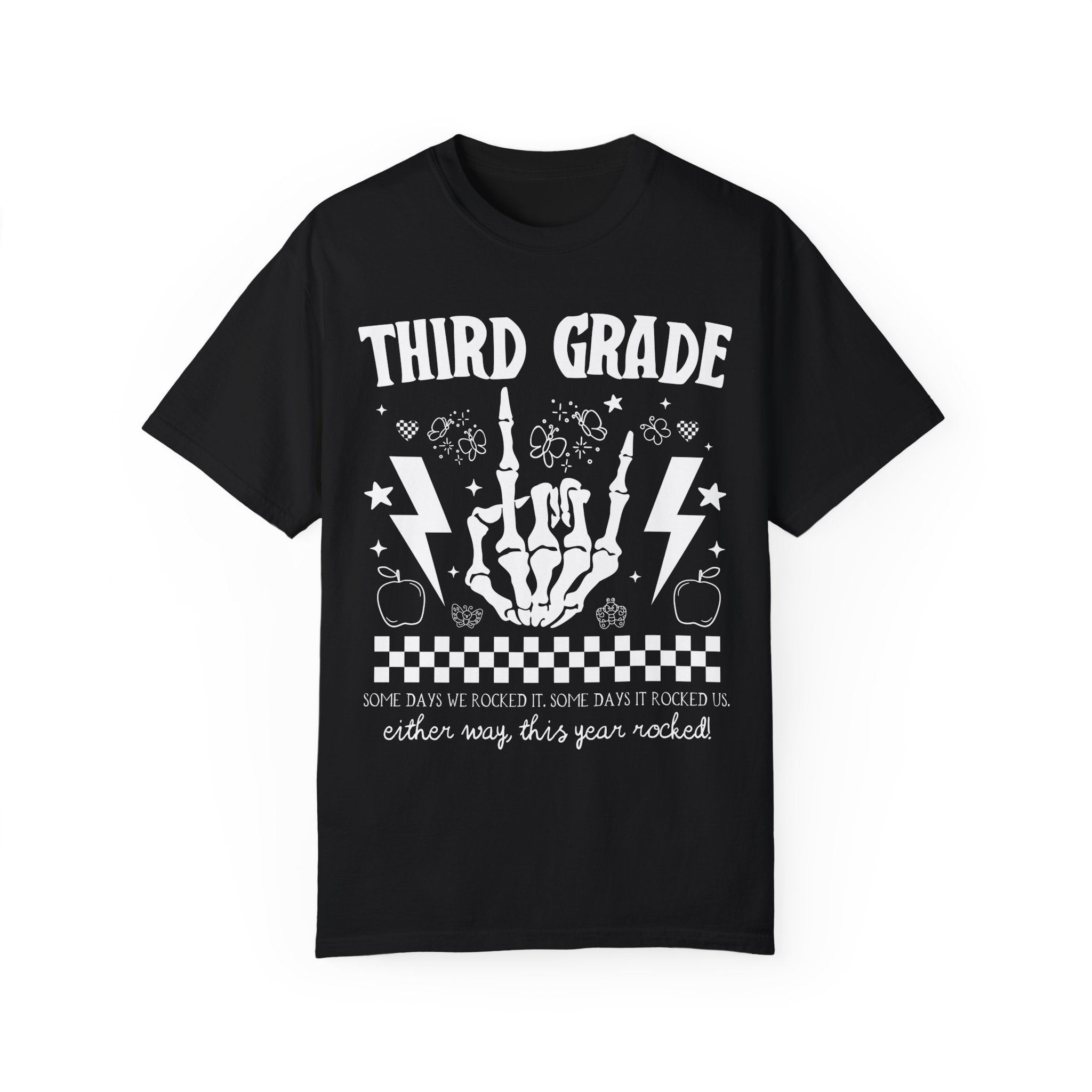 Last Day of School Third Grade Teacher Tee: This Year Rocked! Rocker Skeleton Shirt, Third Grade Crew, Teaching Assistant Class Dismissed - Opal and June