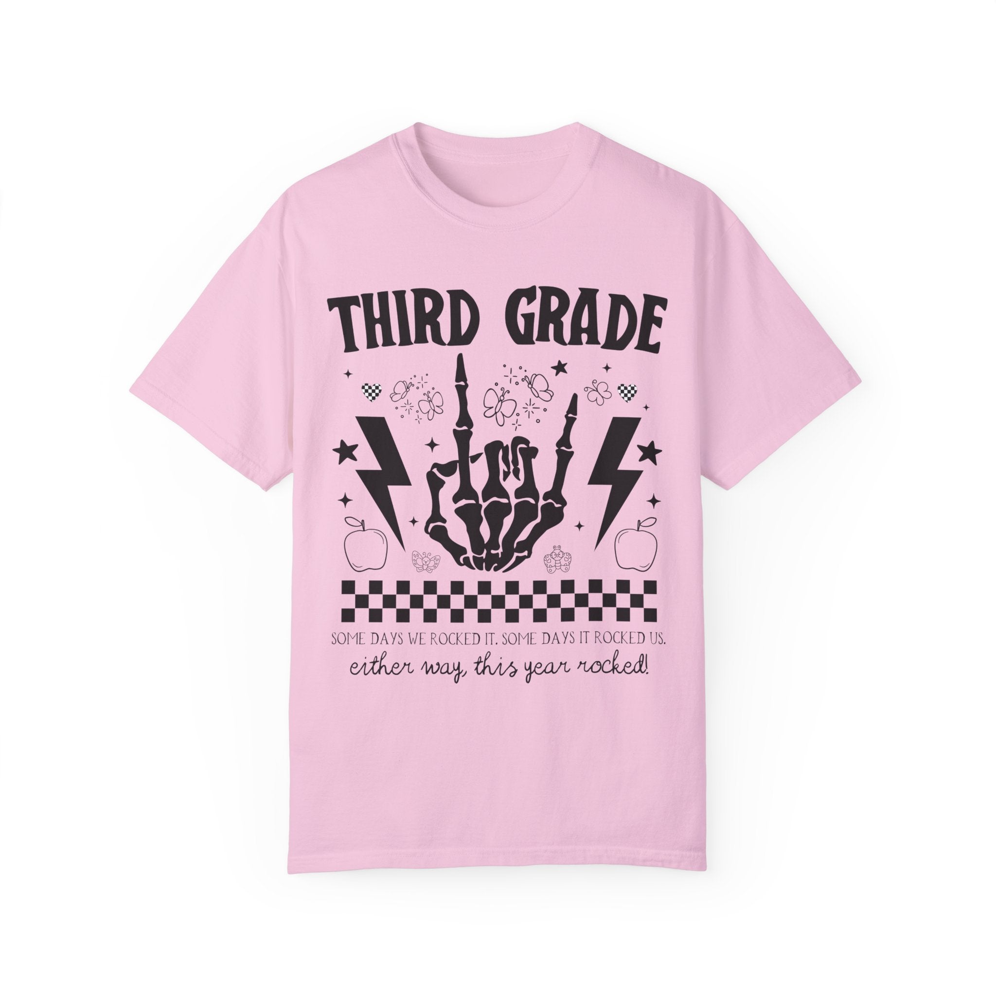 Last Day of School Third Grade Teacher Tee: This Year Rocked! Rocker Skeleton Shirt, Third Grade Crew, Teaching Assistant Class Dismissed - Opal and June