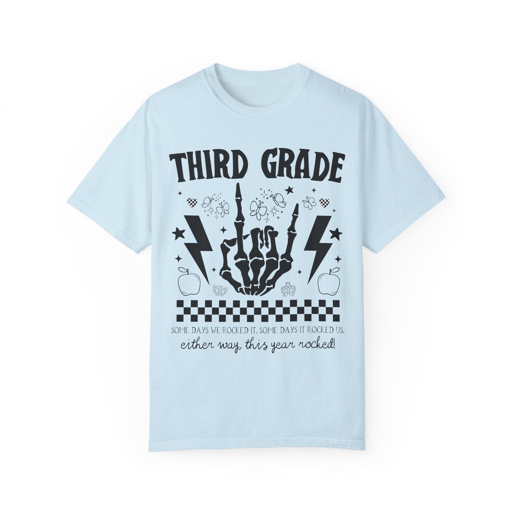 Last Day of School Third Grade Teacher Tee: This Year Rocked! Rocker Skeleton Shirt, Third Grade Crew, Teaching Assistant Class Dismissed - Opal and June