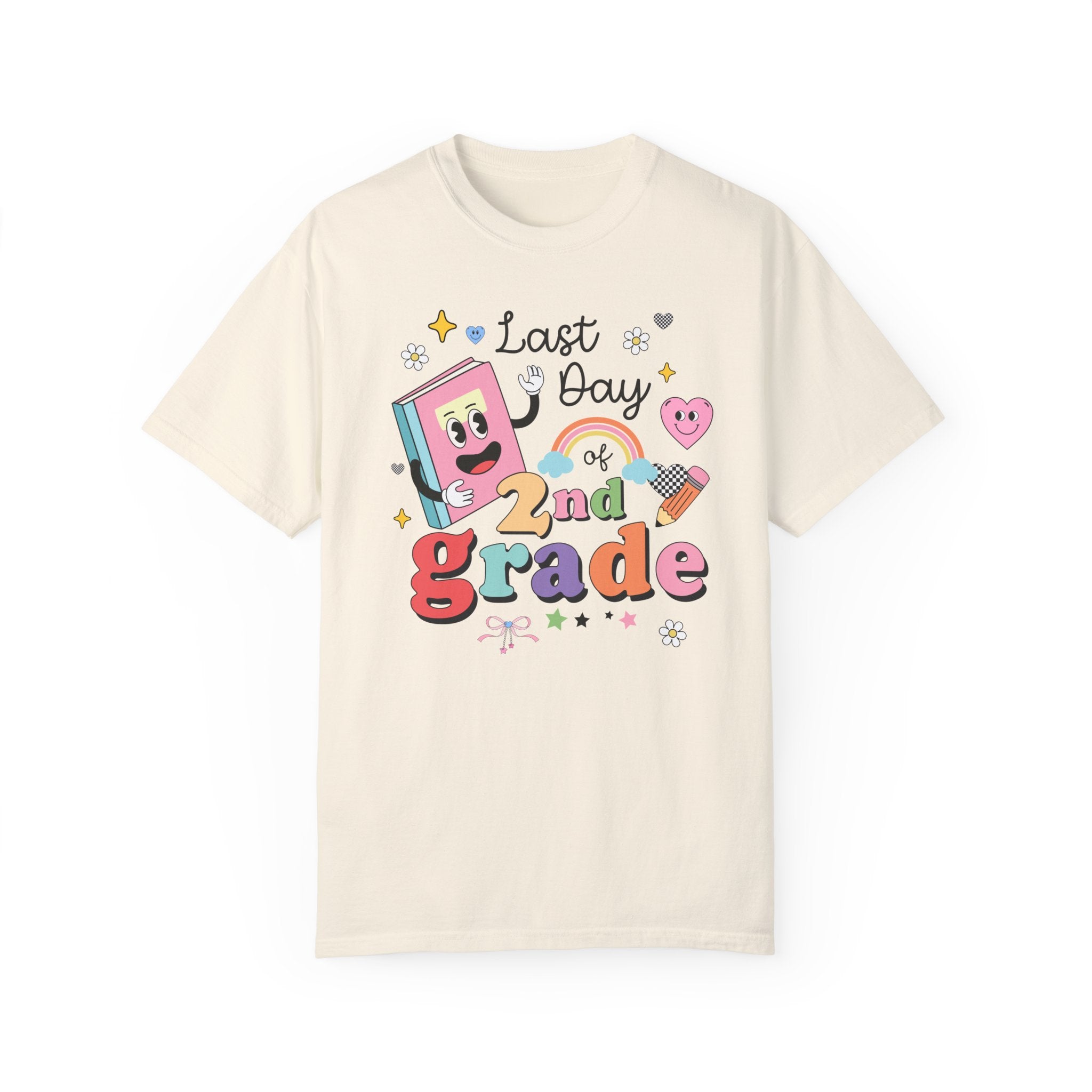Last Day of Second Grade T-Shirt for Second Grade Teacher, Teaching Assistant Cute Retro Aesthetic End of School Year Matching Teacher Shirt - Opal and June