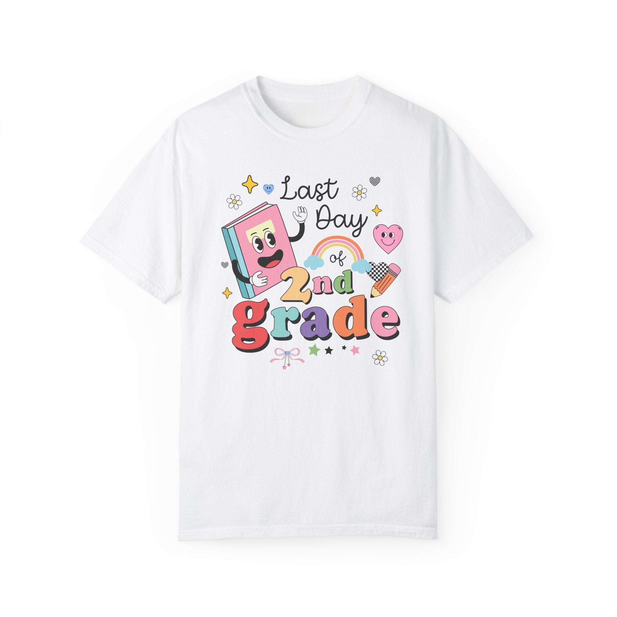 Last Day of Second Grade T-Shirt for Second Grade Teacher, Teaching Assistant Cute Retro Aesthetic End of School Year Matching Teacher Shirt - Opal and June