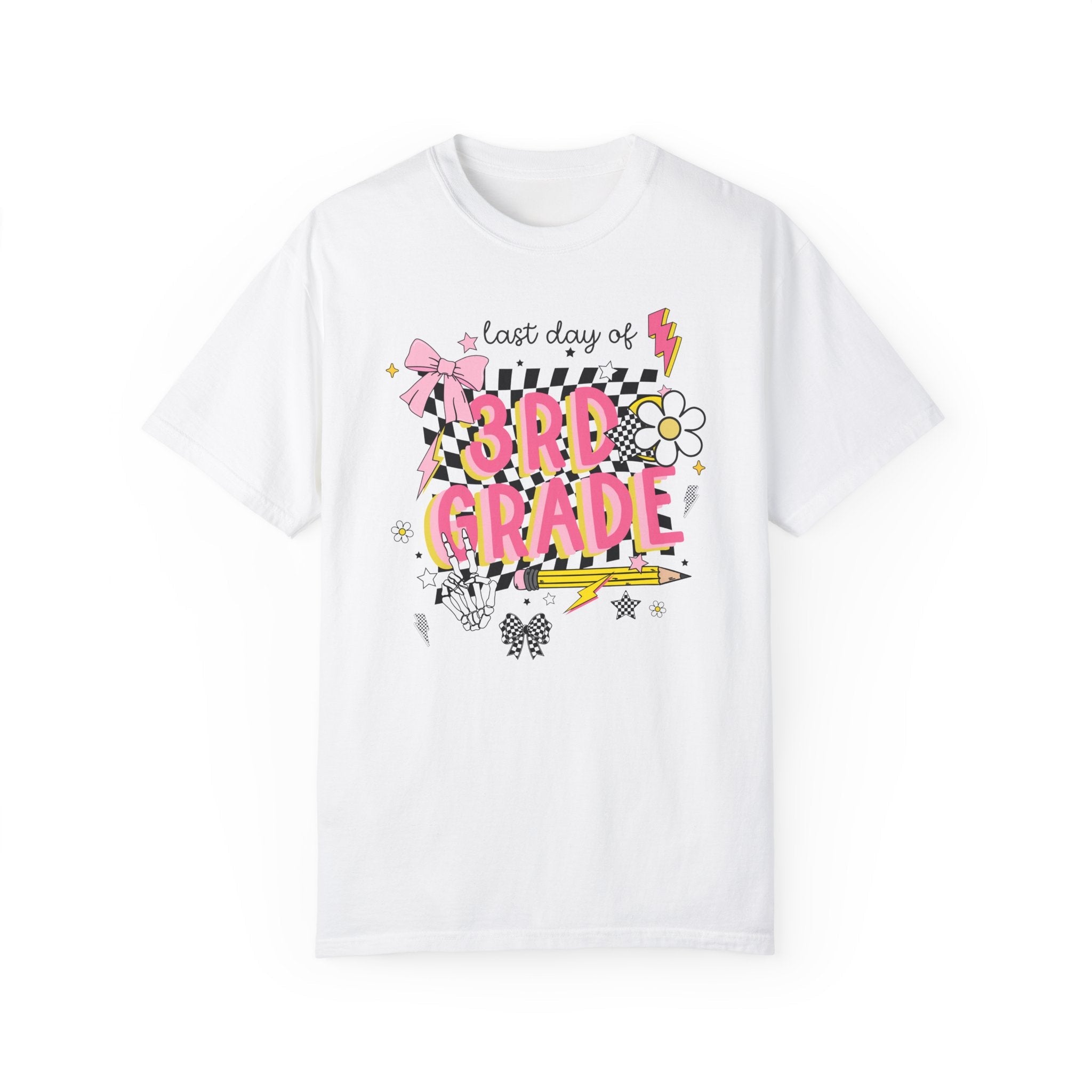 Last Day of Third Grade Tee Shirt, Third Grade Teacher, Colorful Early 2000s Aesthetic Tee, Skeleton Hands, Class Dismissed, School's Out - Opal and June