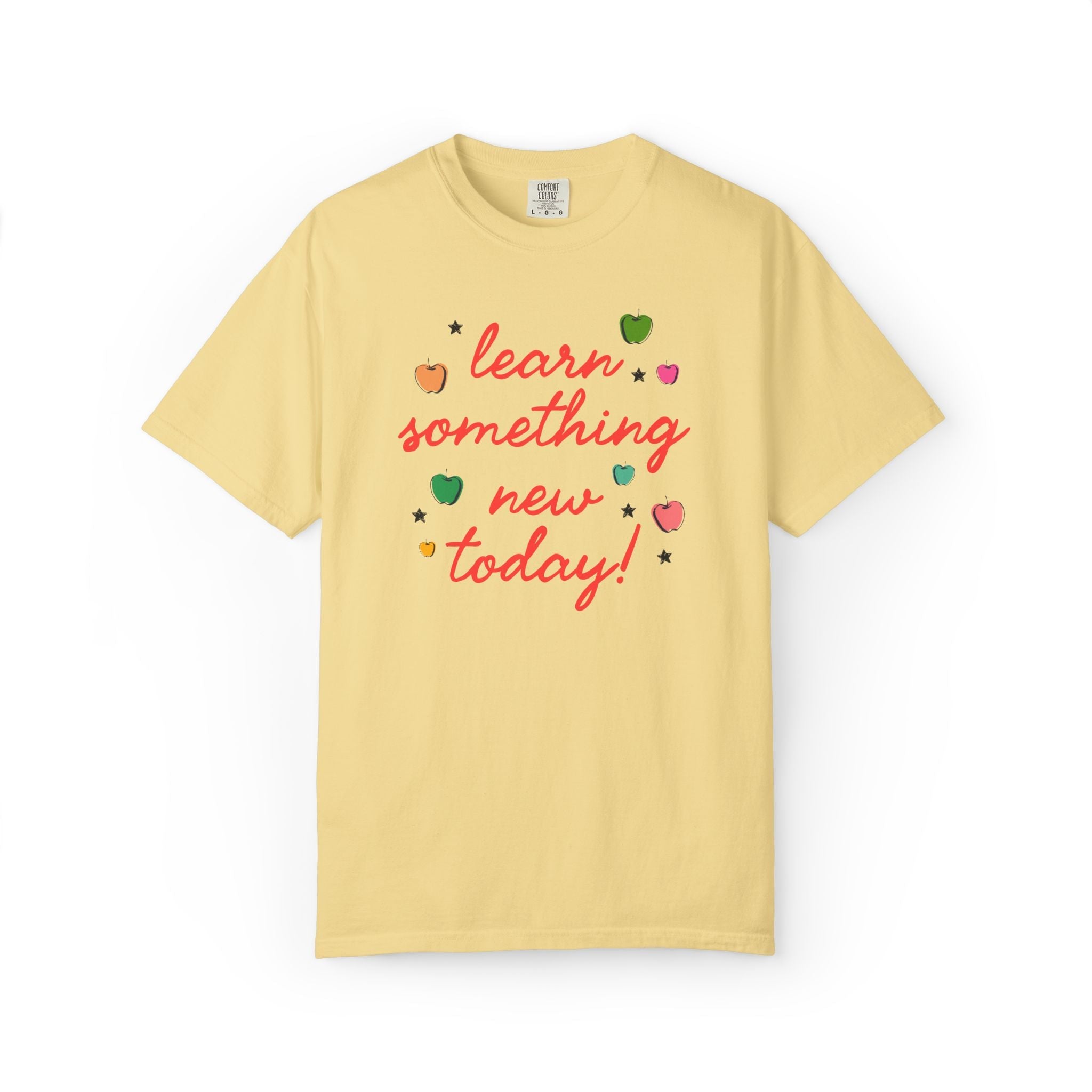 Learn Something New Today T-Shirt with Apples: Cute Back to School Teacher Tee for Paraprofessional, New Teacher Gift, First Day of School - Opal and June
