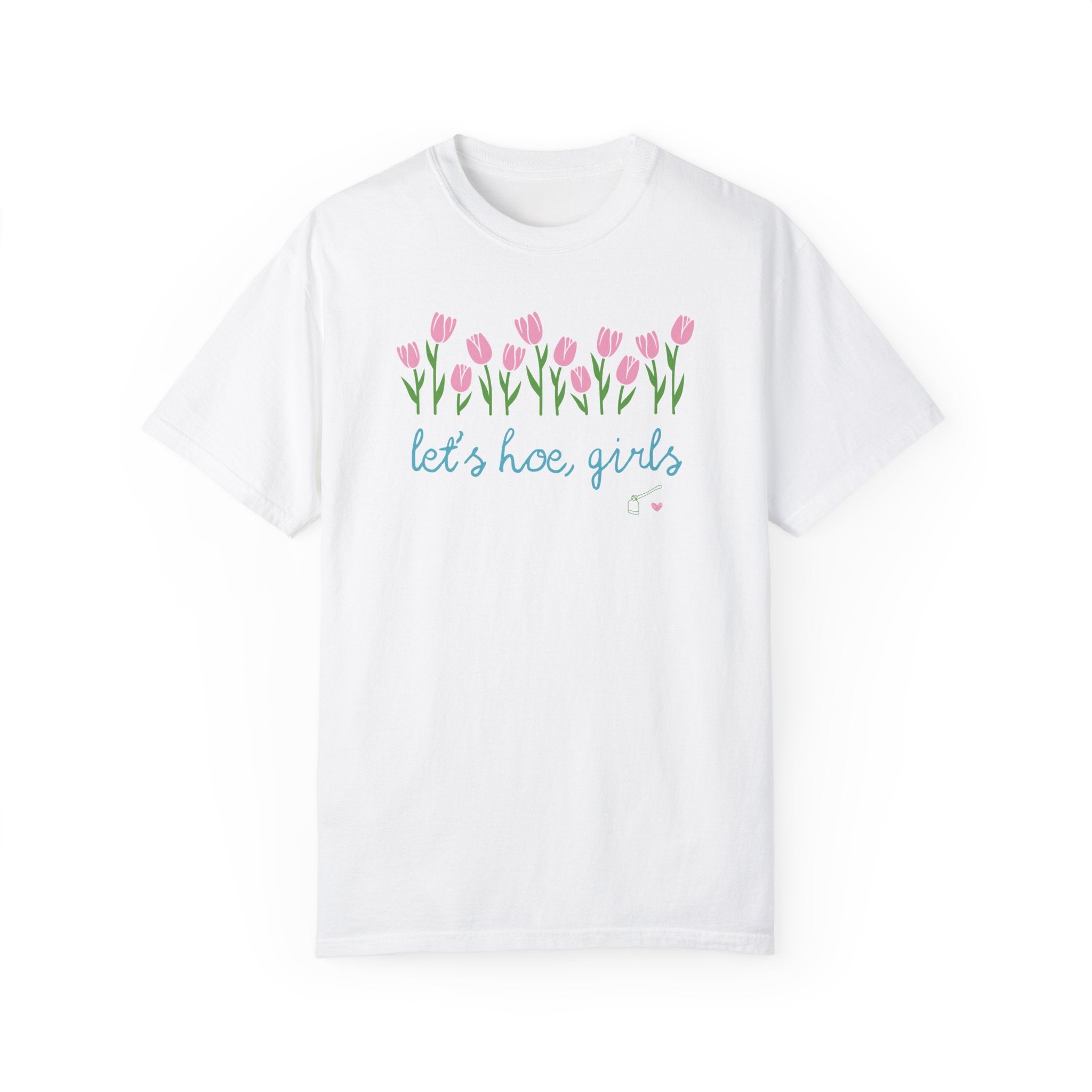 Let's Hoe Girls: Funny Gardening T-Shirt for Mom Who Loves to Garden, Cute Cut Flower Gardening Tee for Flower Farmer, Vintage Botanical Tee - Opal and June