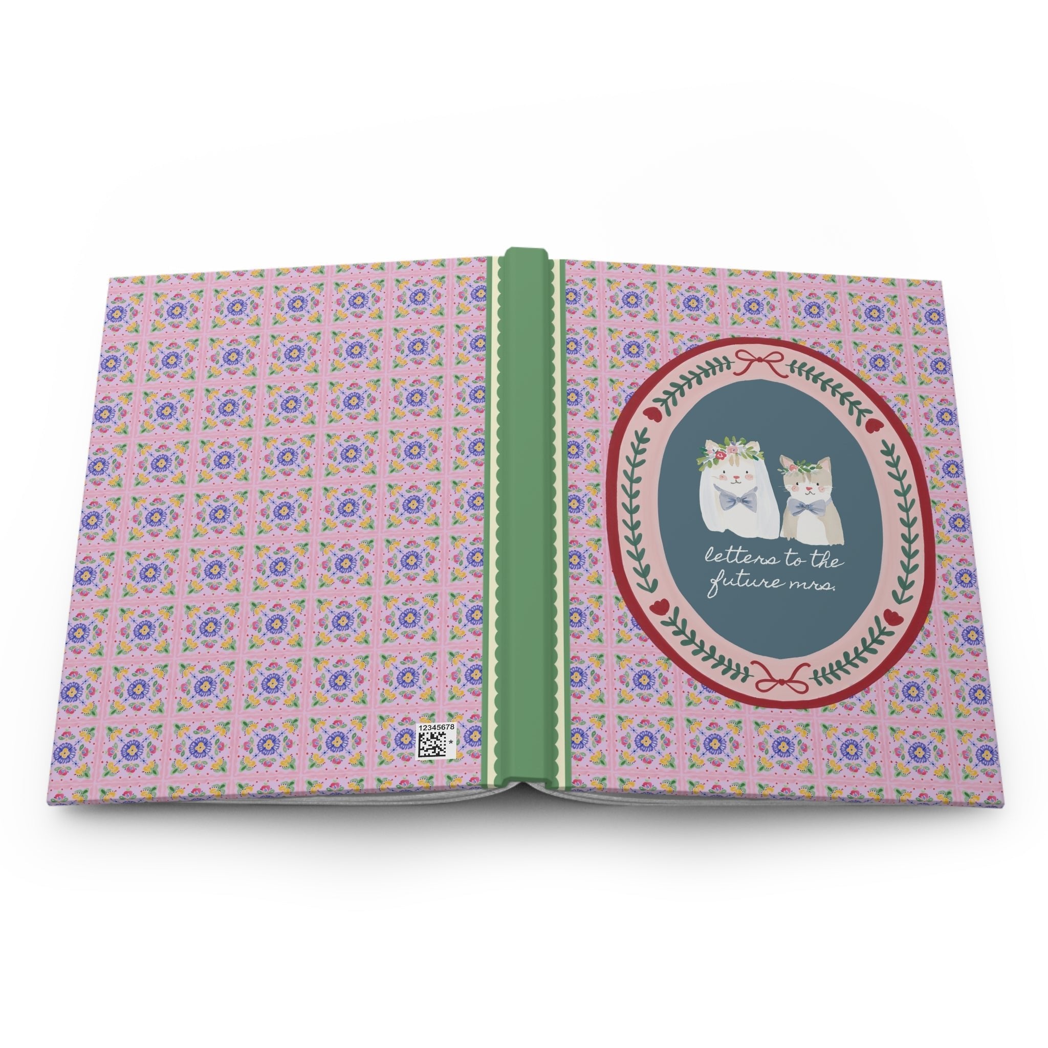 Letters to the Future Mrs. Notebook for Bridal Shower, Cute Kitten Lover Gift for Bride, Kitschy Wedding Letters to Bride Hardcover Journal - Opal and June
