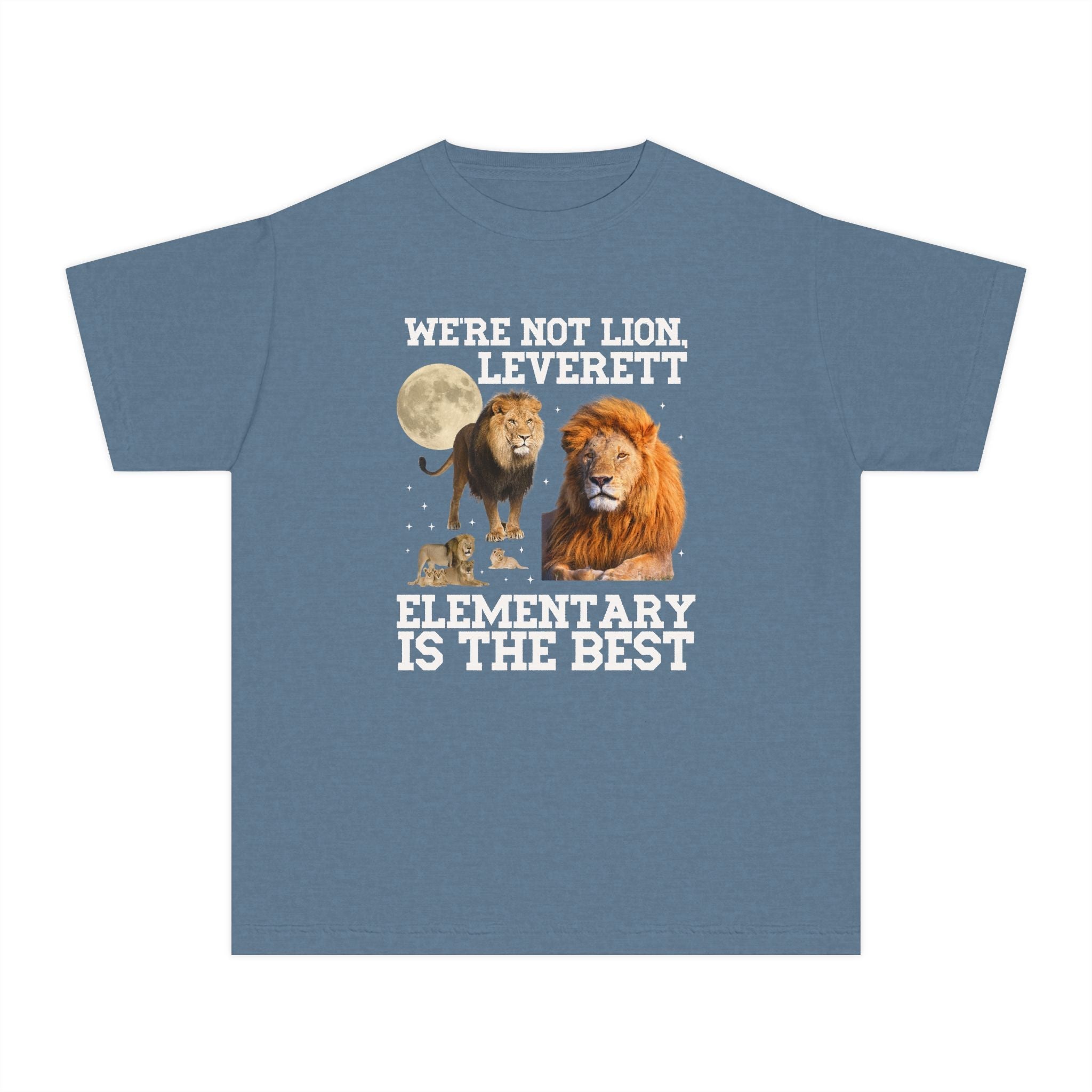 Leverett Elementary Kids Tee Shirt: We're Not Lion, Leverett Elementary is The Best | FPS + Opal and June T-Shirt, Fayetteville Public Schools - Opal and June