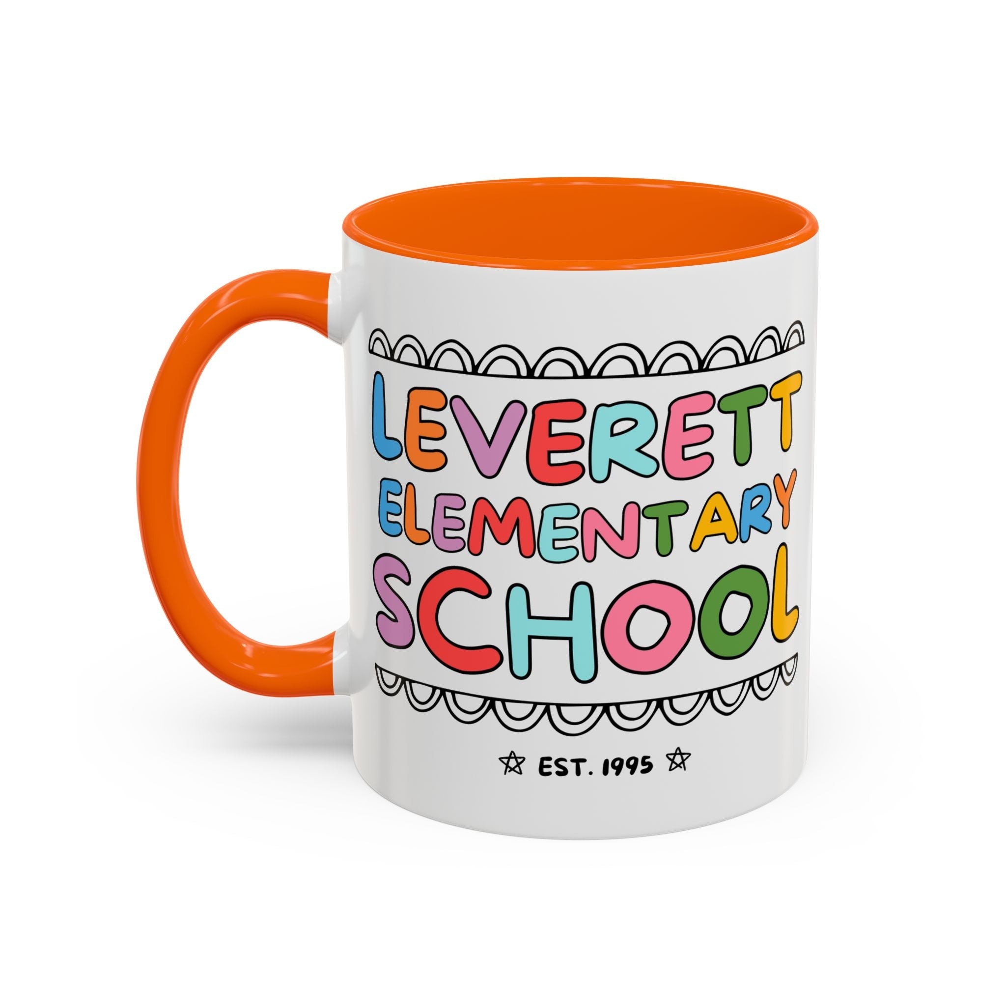 Leverett Elementary School 11 Oz Coffee Mug: Rainbow Letters - Opal and June