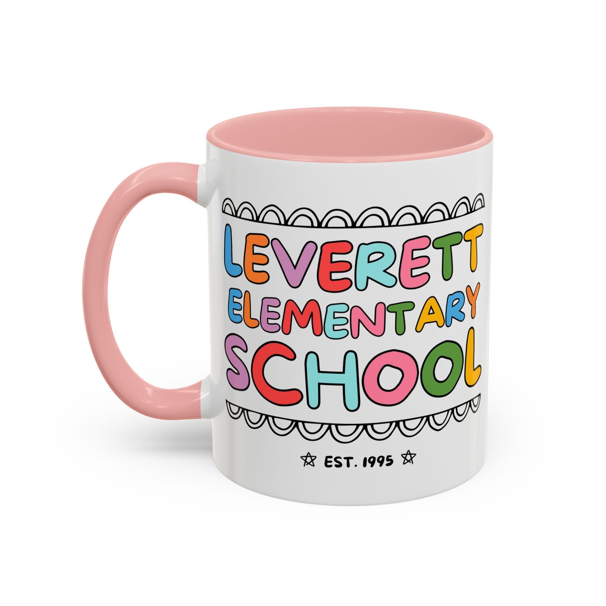 Leverett Elementary School 11 Oz Coffee Mug: Rainbow Letters - Opal and June