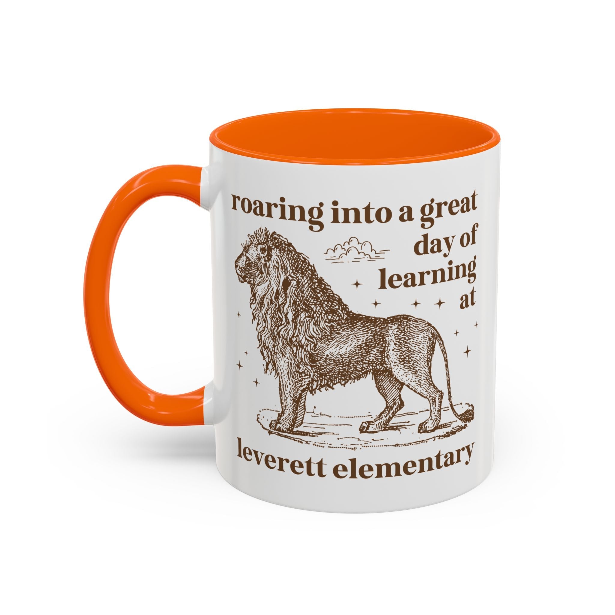 Leverett Elementary School 11 Oz Coffee Mug: Roaring Into a Great Day of Learning | FPS + Opal and June Coffee Mug, Fayetteville Public Schools - Opal and June