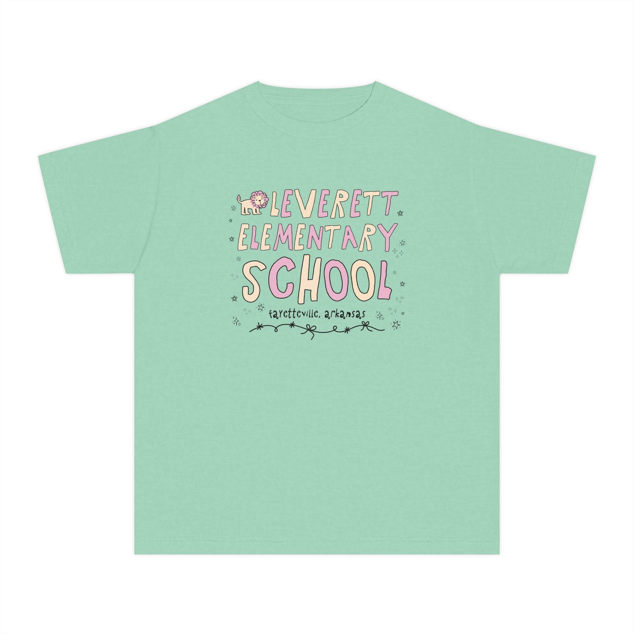 Leverett Elementary School Kids Tee Shirt: Pink and Beige | FPS + Opal and June Kids T-Shirt, Fayetteville Public Schools - Opal and June