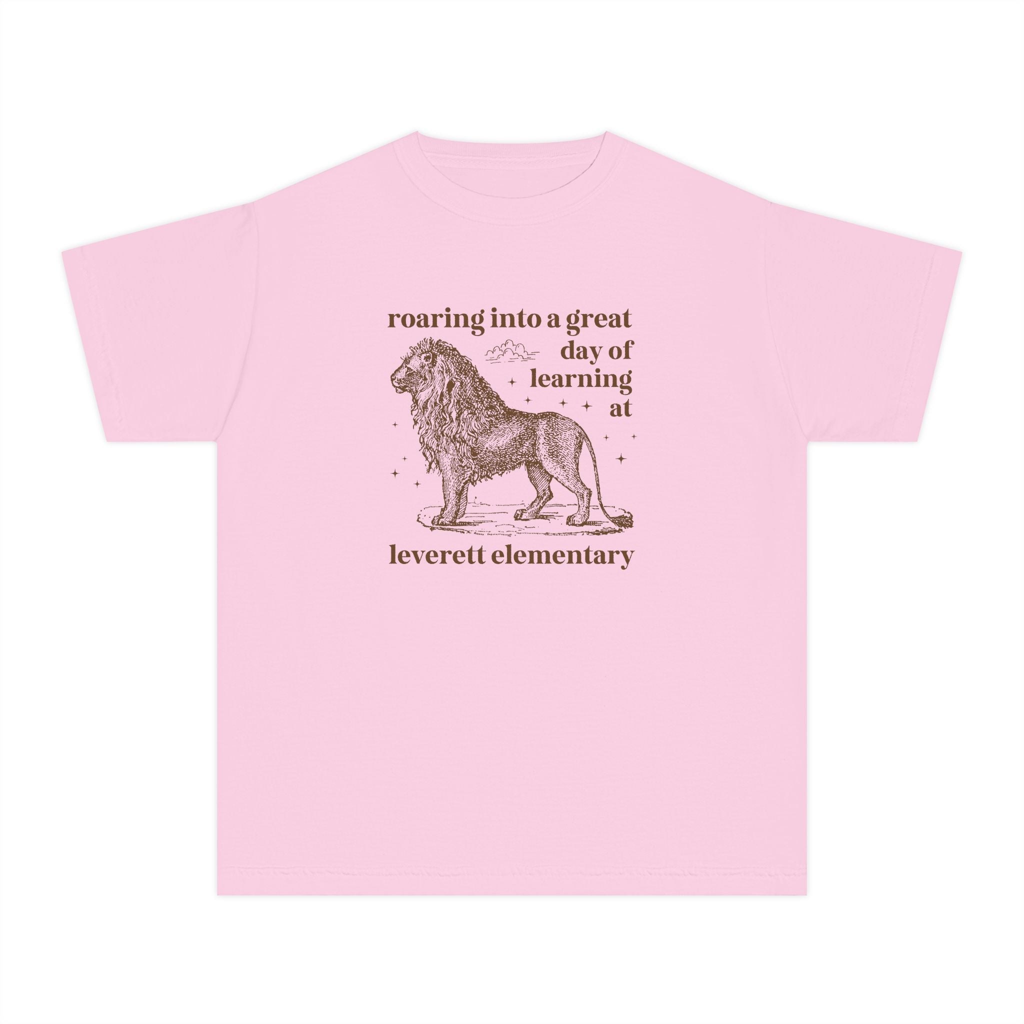 Leverett Elementary School Kids Tee Shirt: Roaring Into a Great Day of Learning | FPS + Opal and June Kids Tee Shirt, Fayetteville Public Schools - Opal and June