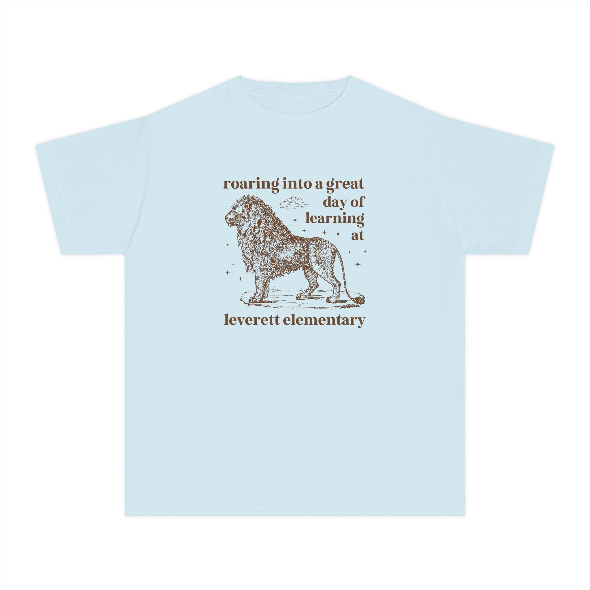 Leverett Elementary School Kids Tee Shirt: Roaring Into a Great Day of Learning | FPS + Opal and June Kids Tee Shirt, Fayetteville Public Schools - Opal and June