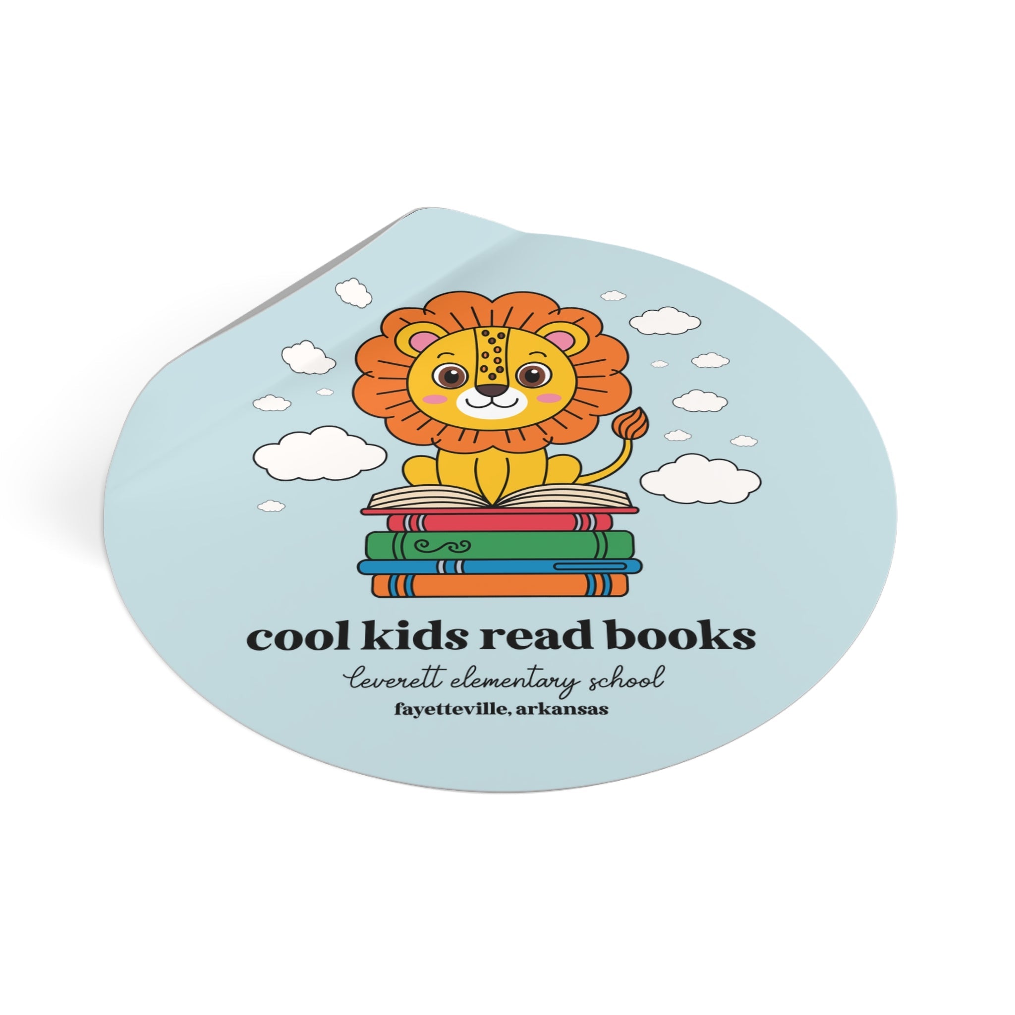 Leverett Elementary School Sticker: Cool Kids Read Books | FPS + Opal and June Sticker, Fayetteville Public Schools - Opal and June
