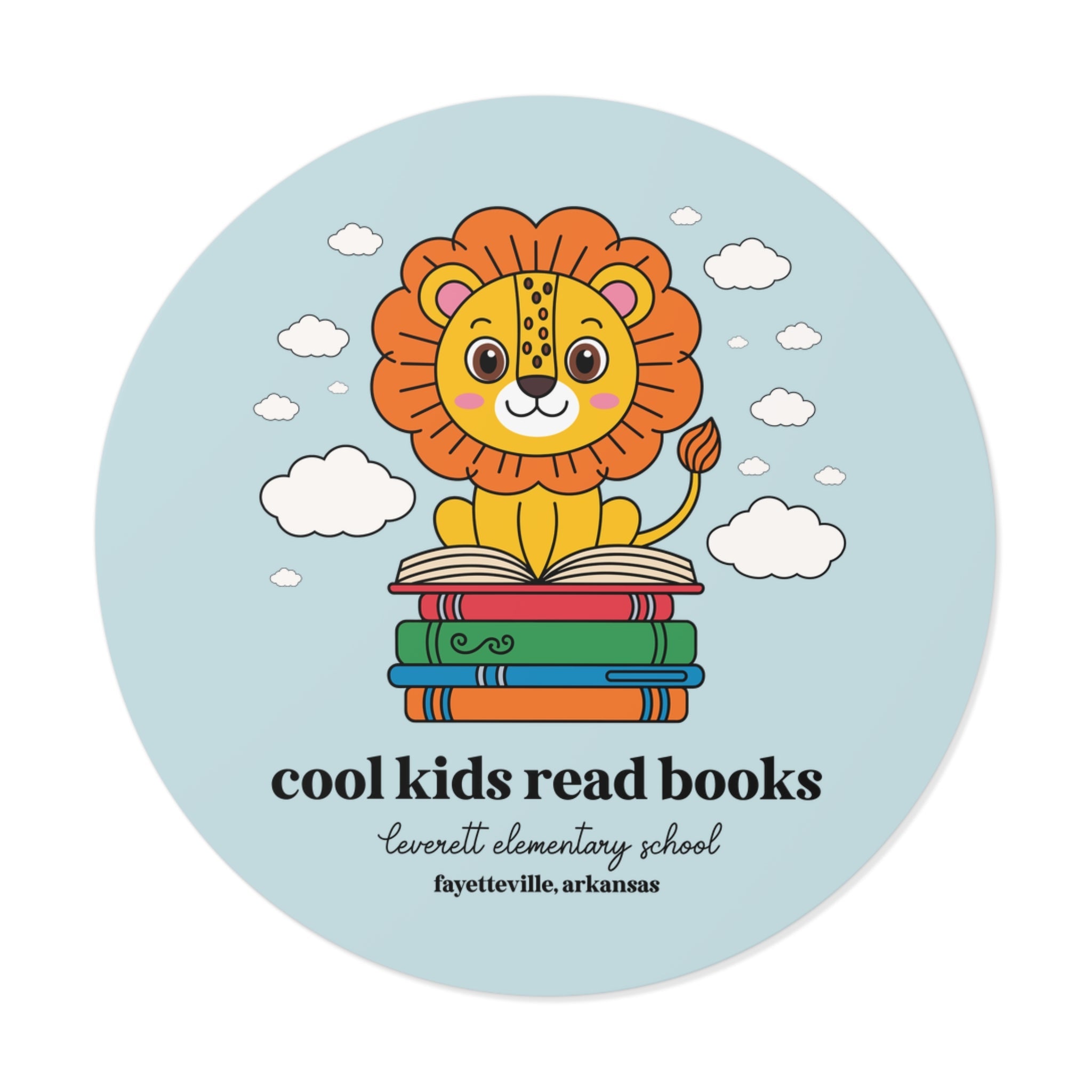 Leverett Elementary School Sticker: Cool Kids Read Books | FPS + Opal and June Sticker, Fayetteville Public Schools - Opal and June