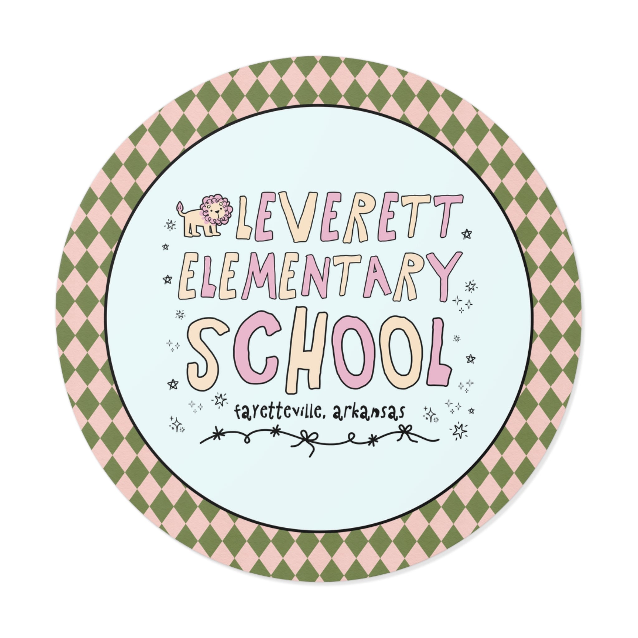 Leverett Elementary School Sticker: Pink and Beige | FPS + Opal and June Sticker, Fayetteville Public Schools - Opal and June