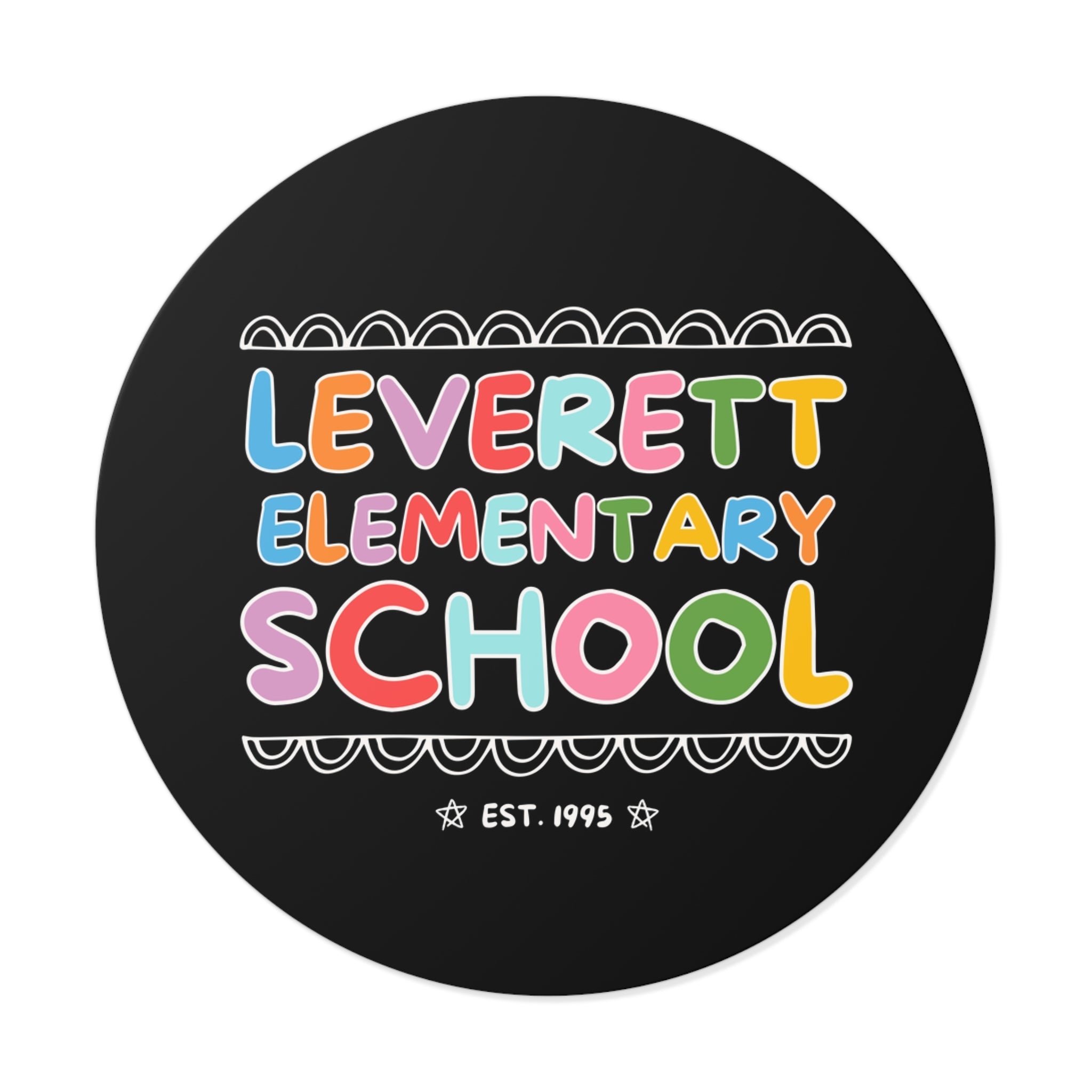 Leverett Elementary School Sticker: Rainbow Letters - Opal and June