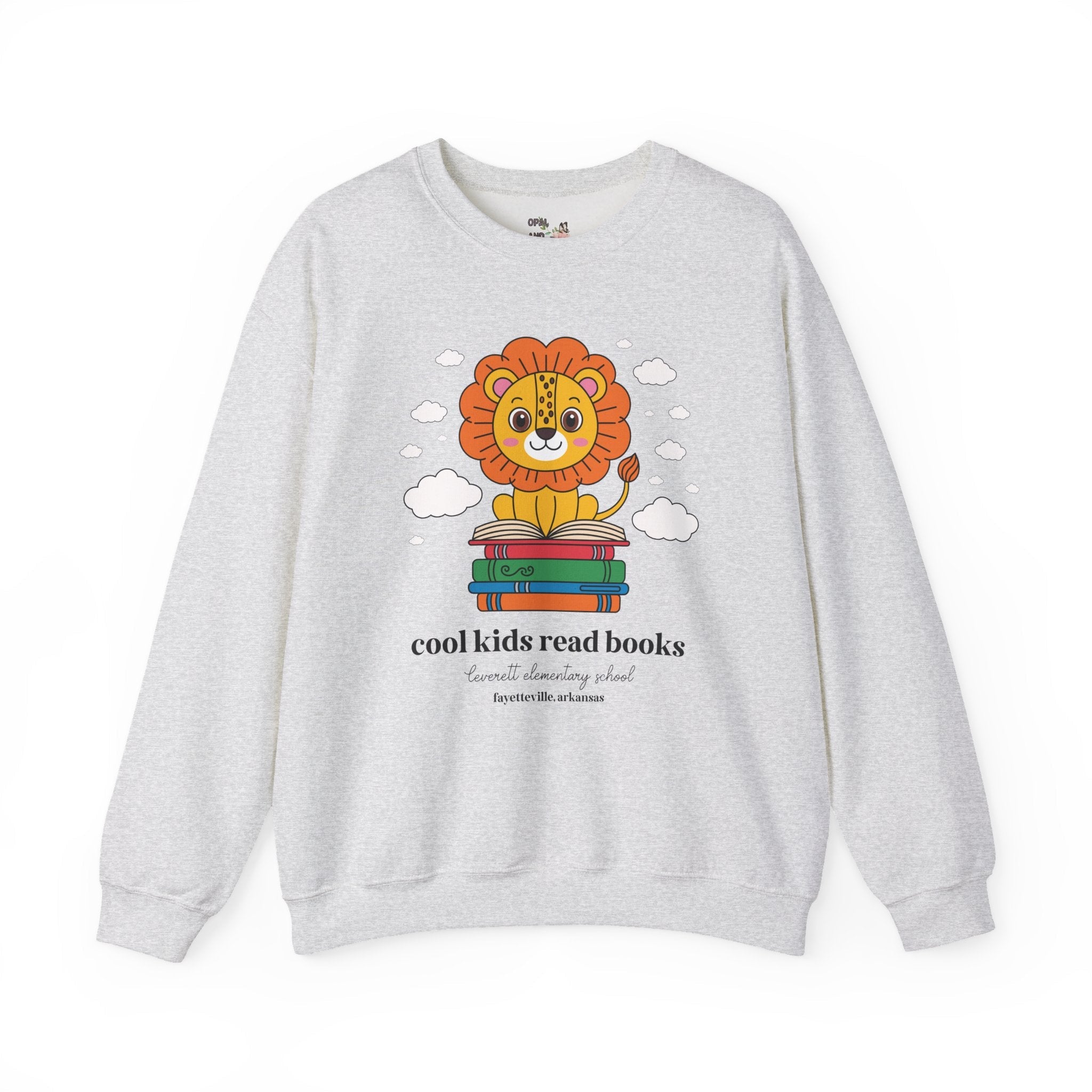 Leverett Elementary School Sweatshirt: Cool Kids Read Books | FPS + Opal and June Sweatshirt, Fayetteville Public Schools - Opal and June