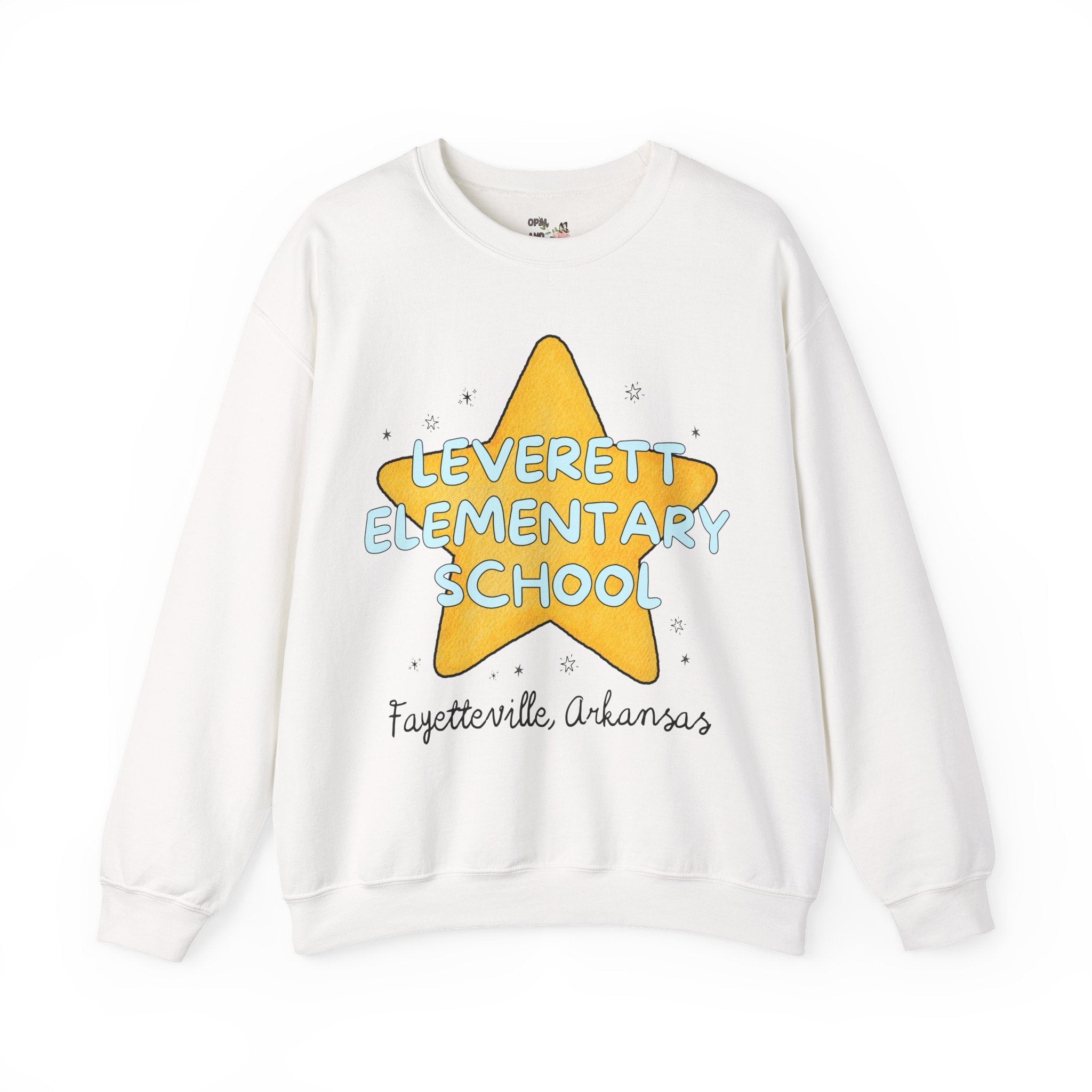 Leverett Elementary School Sweatshirt: Star Design | FPS + Opal and June Sweatshirt, Fayetteville Public Schools - Opal and June