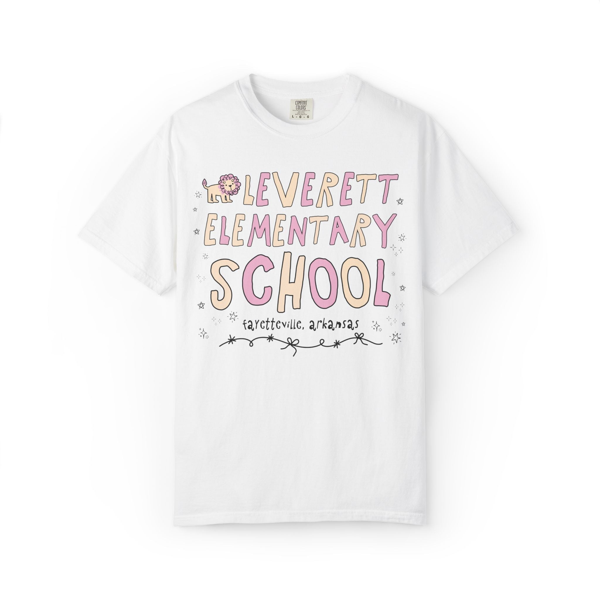 Leverett Elementary School Tee Shirt: Pink and Beige | FPS + Opal and June T-Shirt, Fayetteville Public Schools - Opal and June