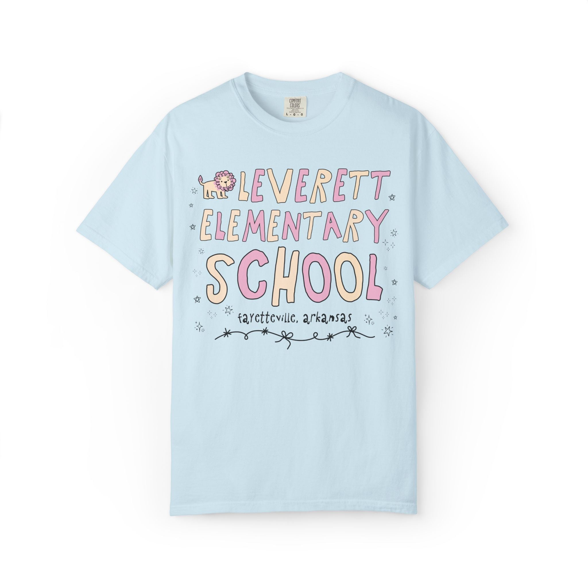 Leverett Elementary School Tee Shirt: Pink and Beige | FPS + Opal and June T-Shirt, Fayetteville Public Schools - Opal and June