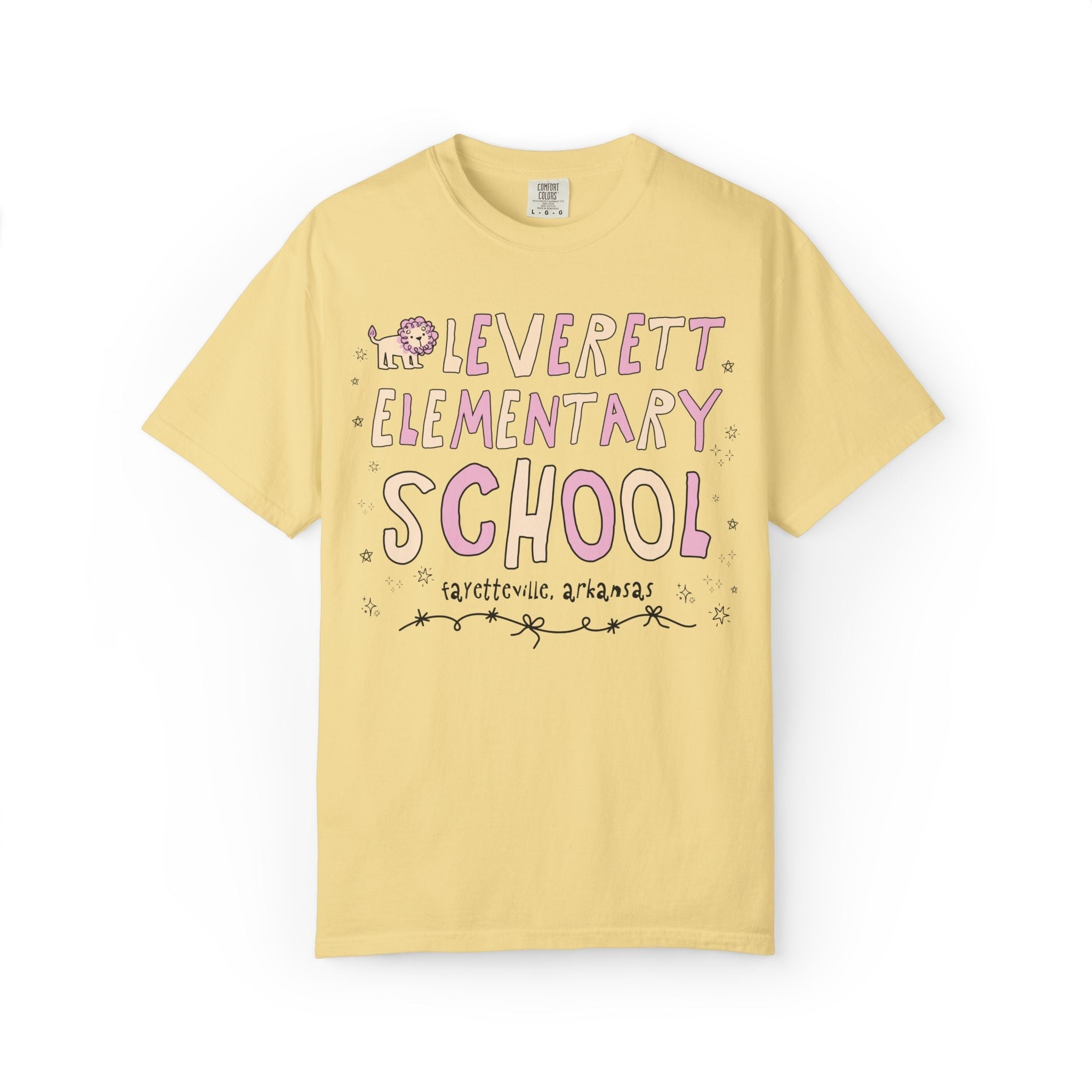 Leverett Elementary School Tee Shirt: Pink and Beige | FPS + Opal and June T-Shirt, Fayetteville Public Schools - Opal and June