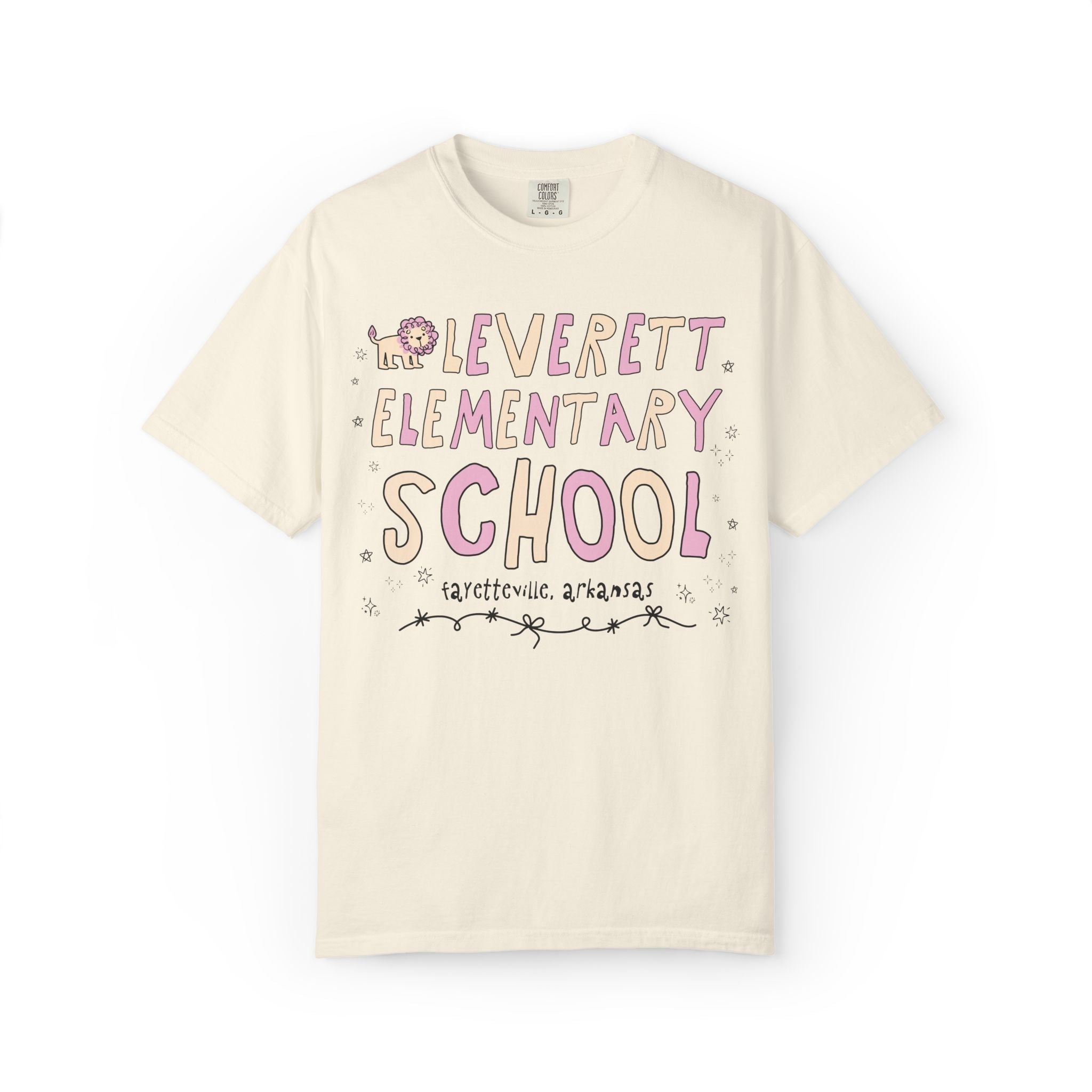 Leverett Elementary School Tee Shirt: Pink and Beige | FPS + Opal and June T-Shirt, Fayetteville Public Schools - Opal and June