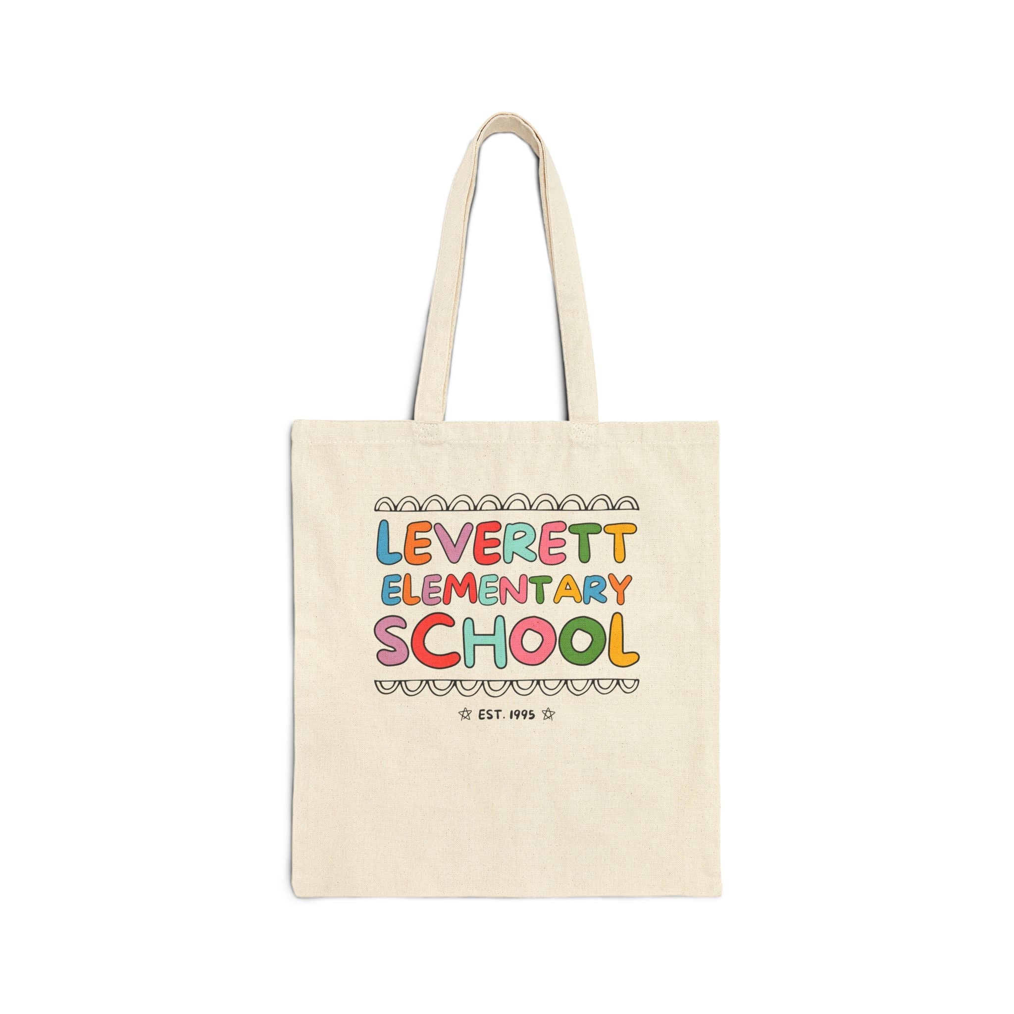 Leverett Elementary School Tote Bag: Rainbow Letters - Opal and June