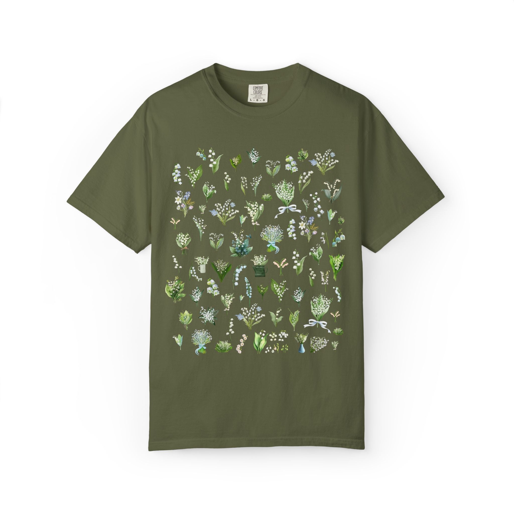 Lily of the Valley Flower Tee Shirt: Boho Goblincore Comfort Colors Tee, May Birth Month Flower, Cottagecore Garden Lover Tee for Birthday - Opal and June