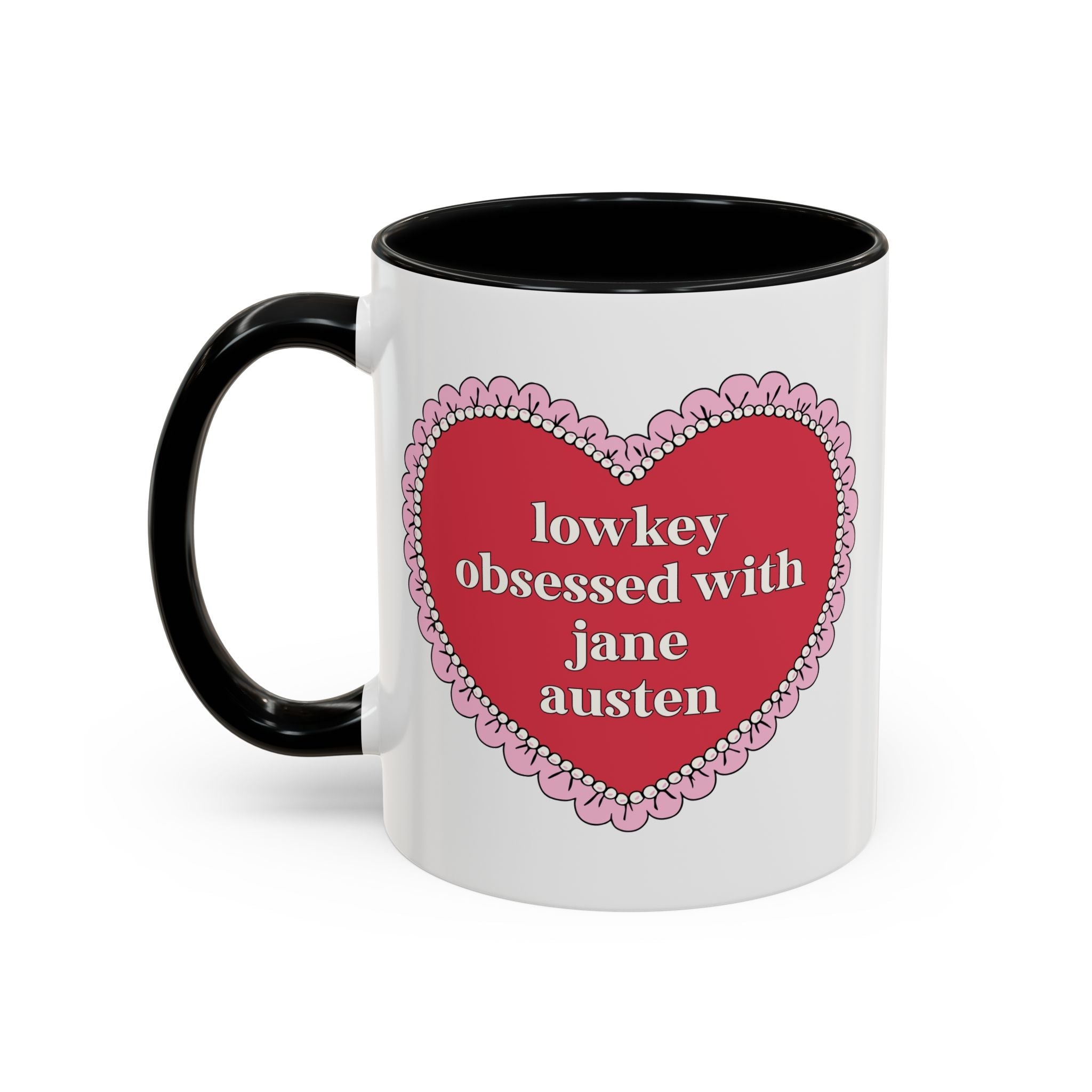 Lowkey Obsessed with Jane Austen Coffee Mug: Classic Literature 11 Oz Coffee Mug, Teacher Appreciation Gift for Historical Romance Reader - Opal and June