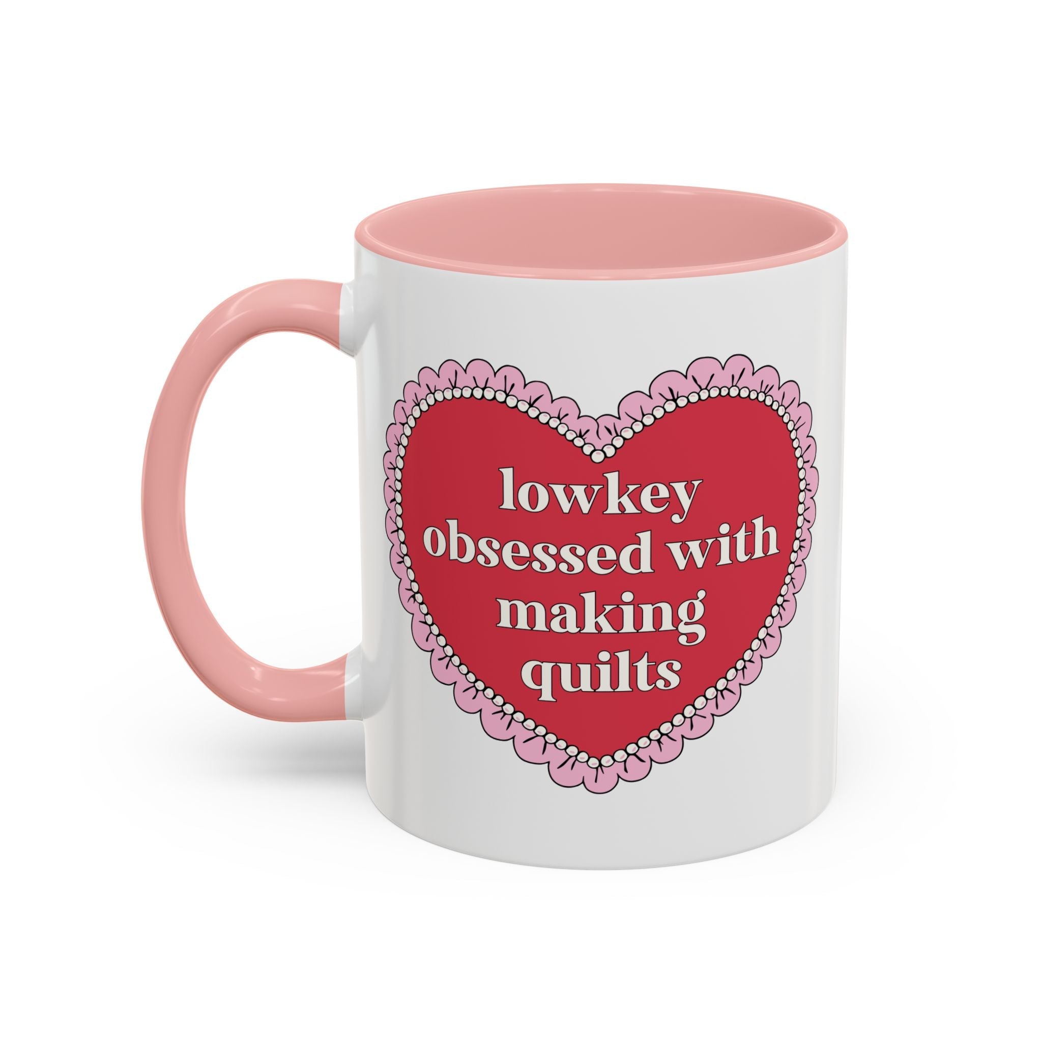 Lowkey Obsessed with Making Quilts Coffee Mug: Cute Quilting Gift for Coffee Lover, Gift for Mom or Sister Who Loves Quilting - Opal and June