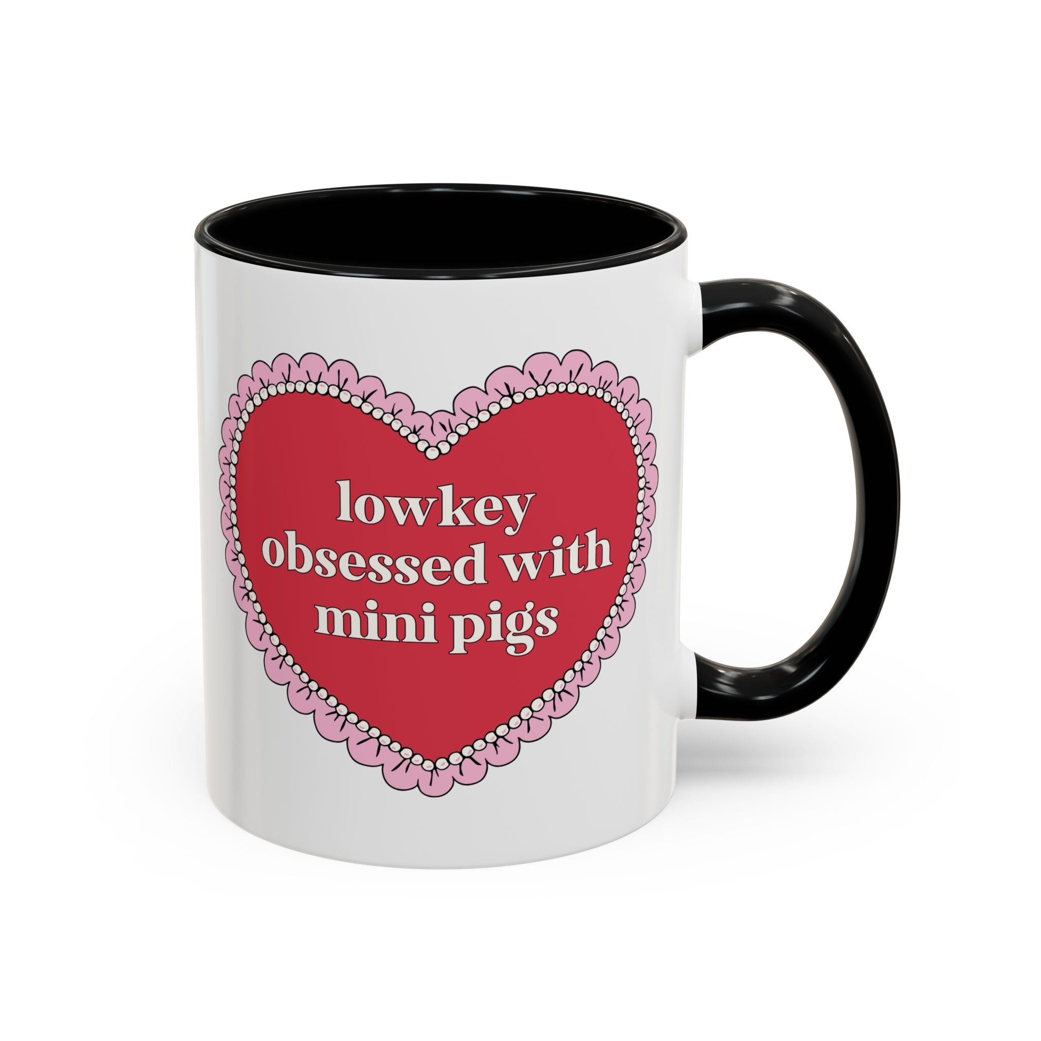 Lowkey Obsessed with Mini Pigs Coffee Mug: Funny Saying Animal Lover Gift for Friend Who Loves Pigs, Silly and Cute Birthday Gift for Her - Opal and June