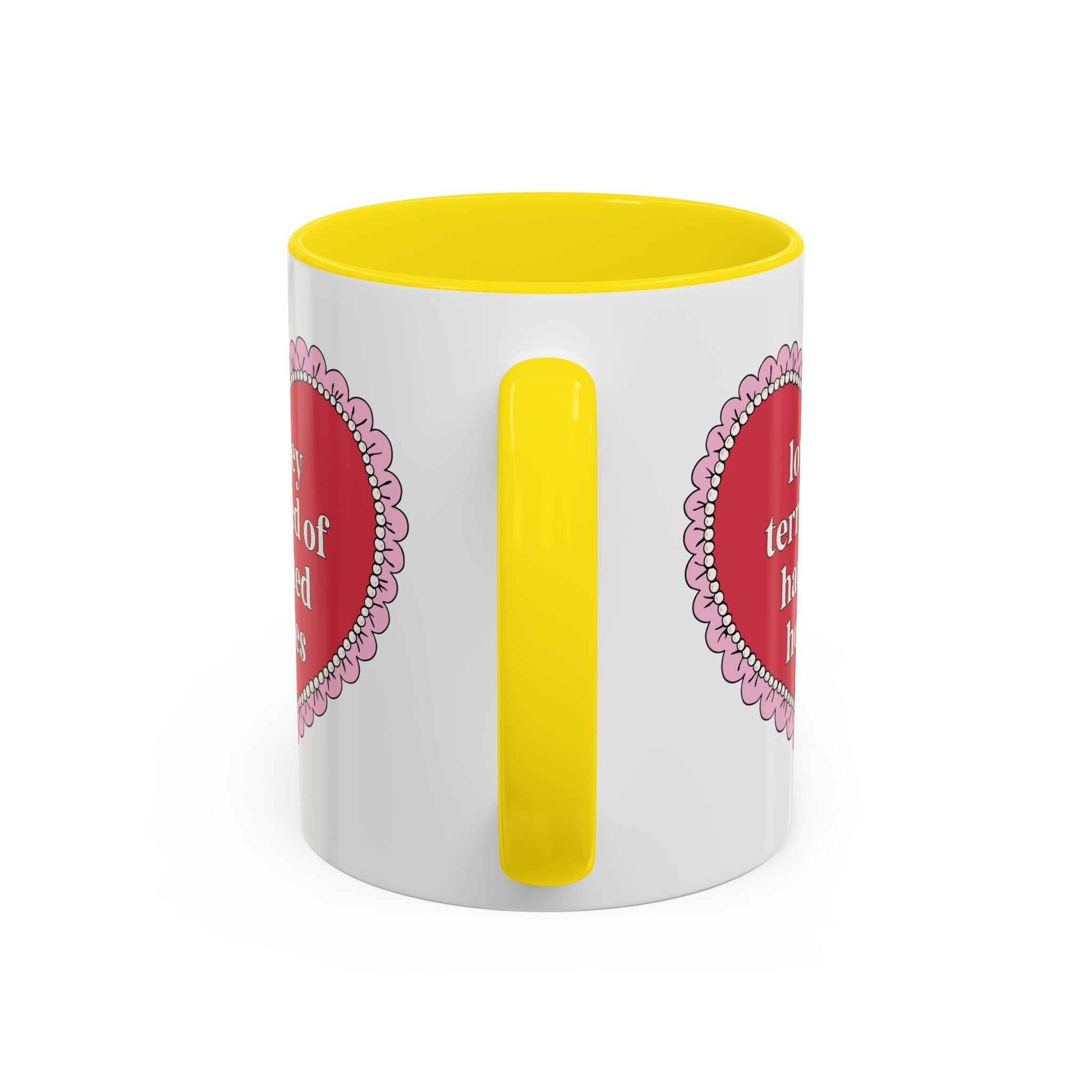 Lowkey Terrified of Haunted Houses Coffee Mug: Funny Saying Spooky History Gift for Friend Afraid of Ghosts, 11 Oz Coffee Mug with Heart - Opal and June